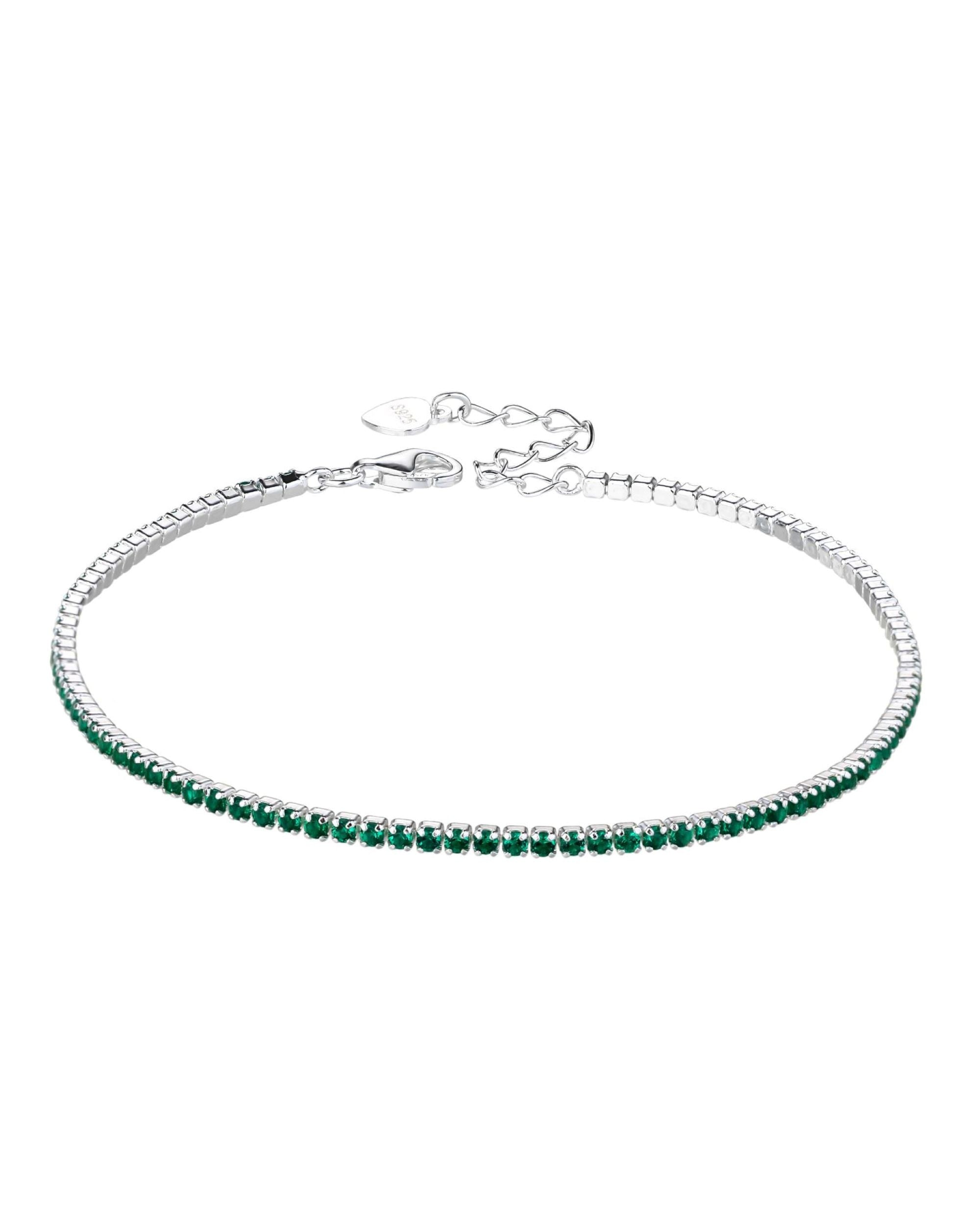 Pulsera tenis 1.5mm con circonia redonda de color 17+3cm en plateado