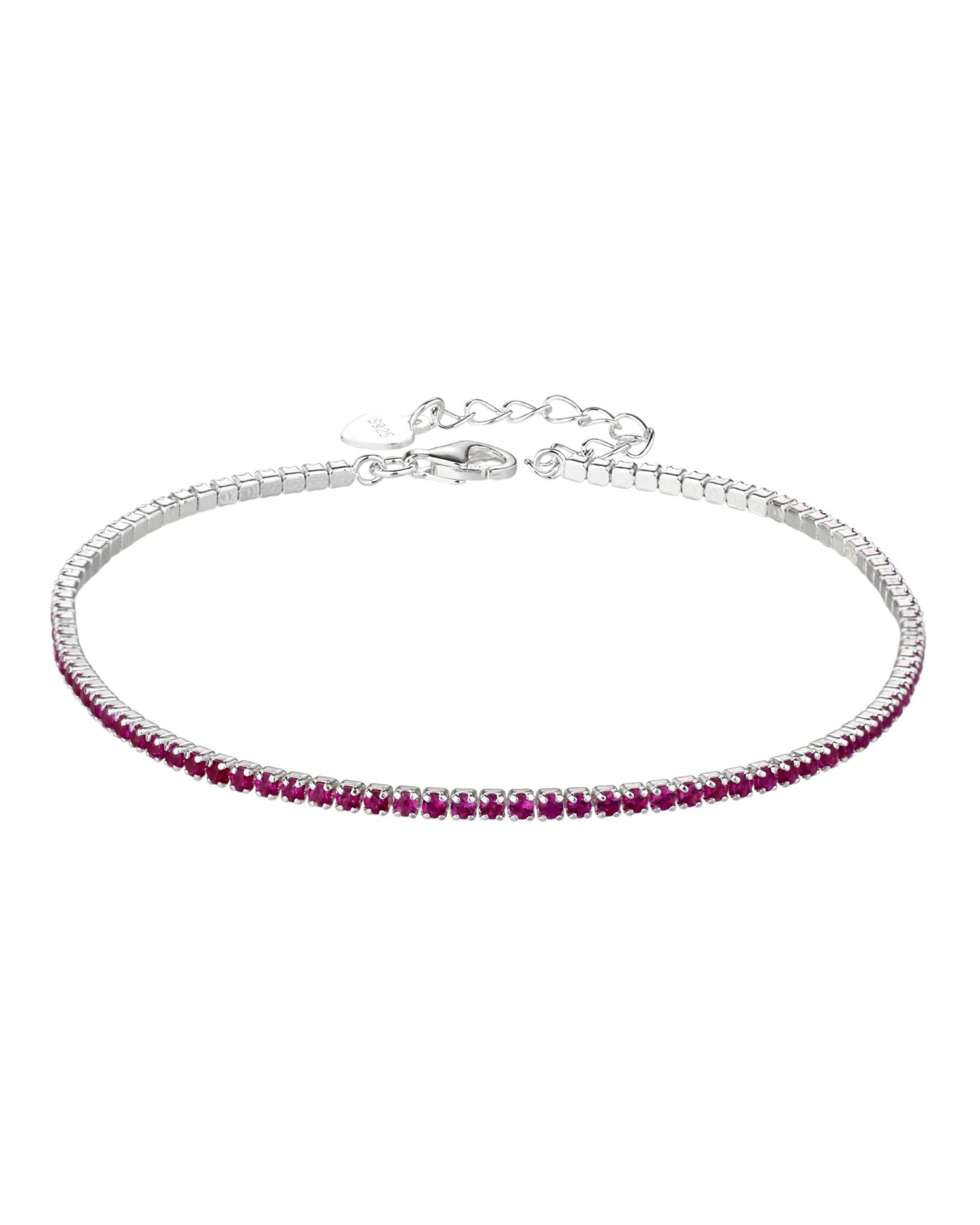 Pulsera tenis 1.5mm con circonia redonda de color 17+3cm en plateado