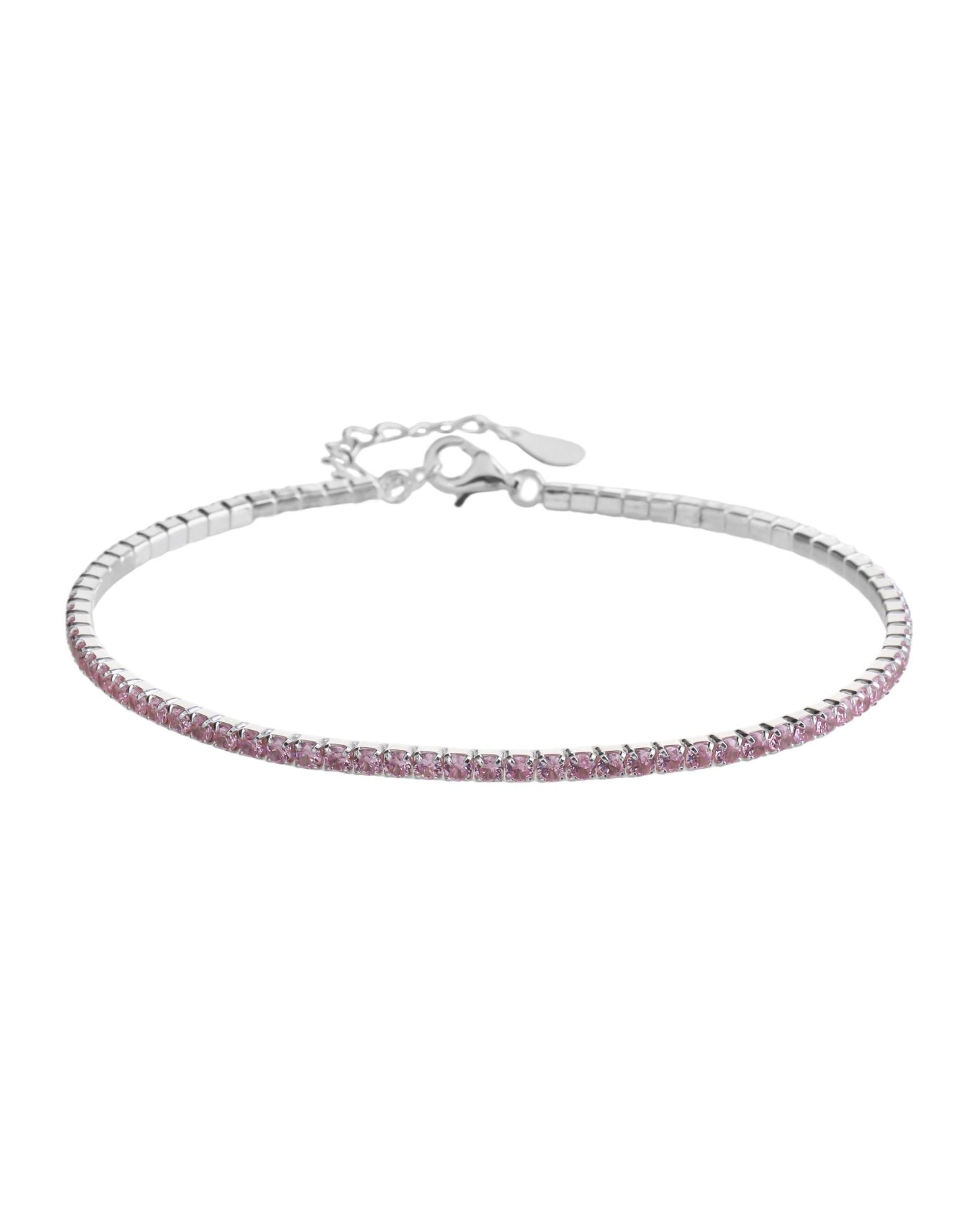 Pulsera tenis 2mm redondo con circonia de color 17+3cm en plateado