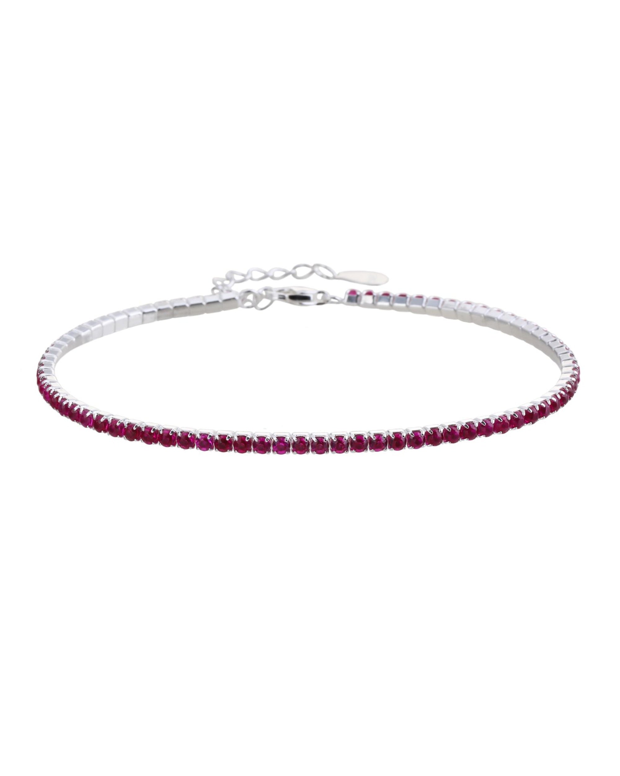 Pulsera tenis 2mm redondo con circonia de color 17+3cm en plateado