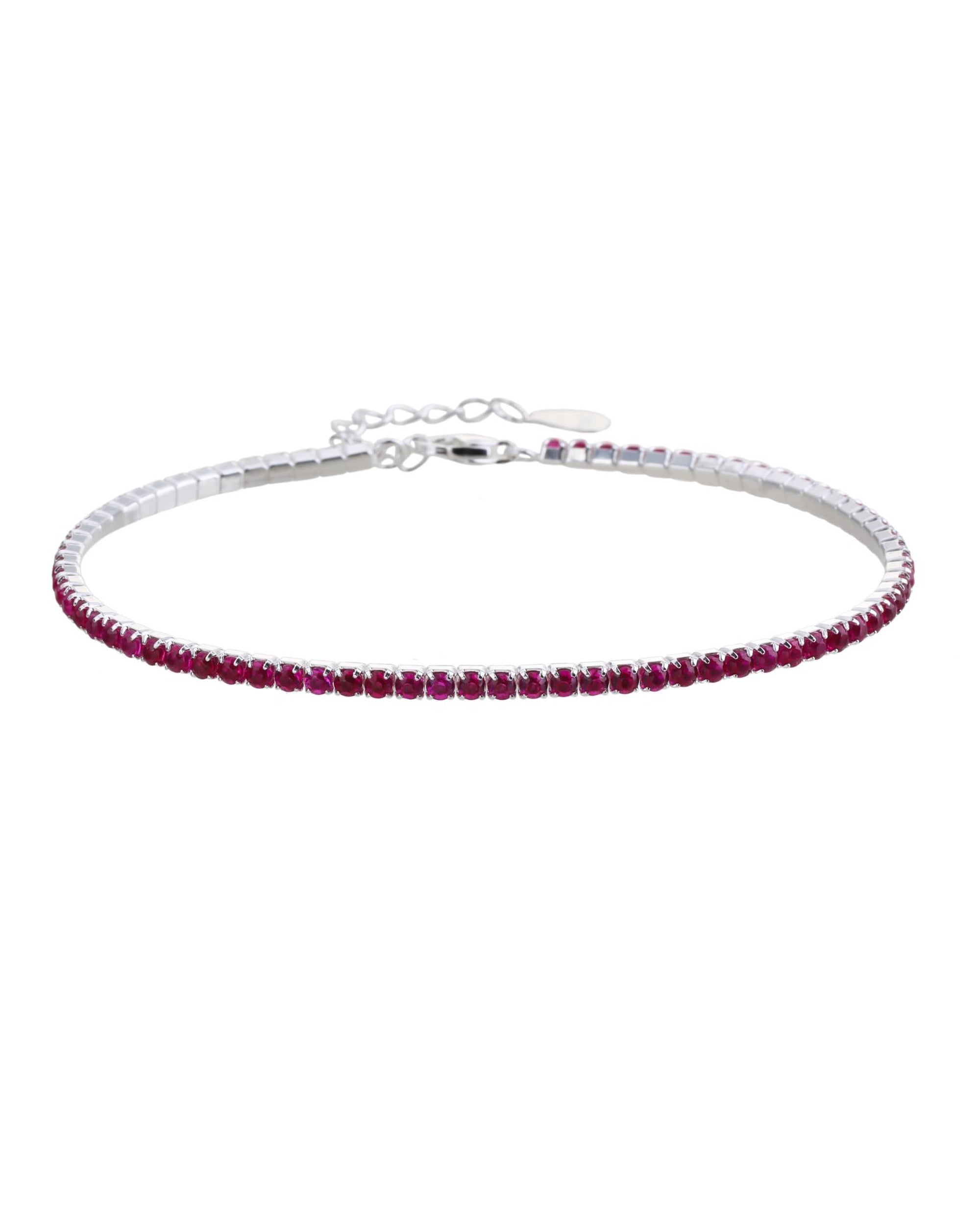 Pulsera tenis 2mm redondo con circonia de color 17+3cm en plateado