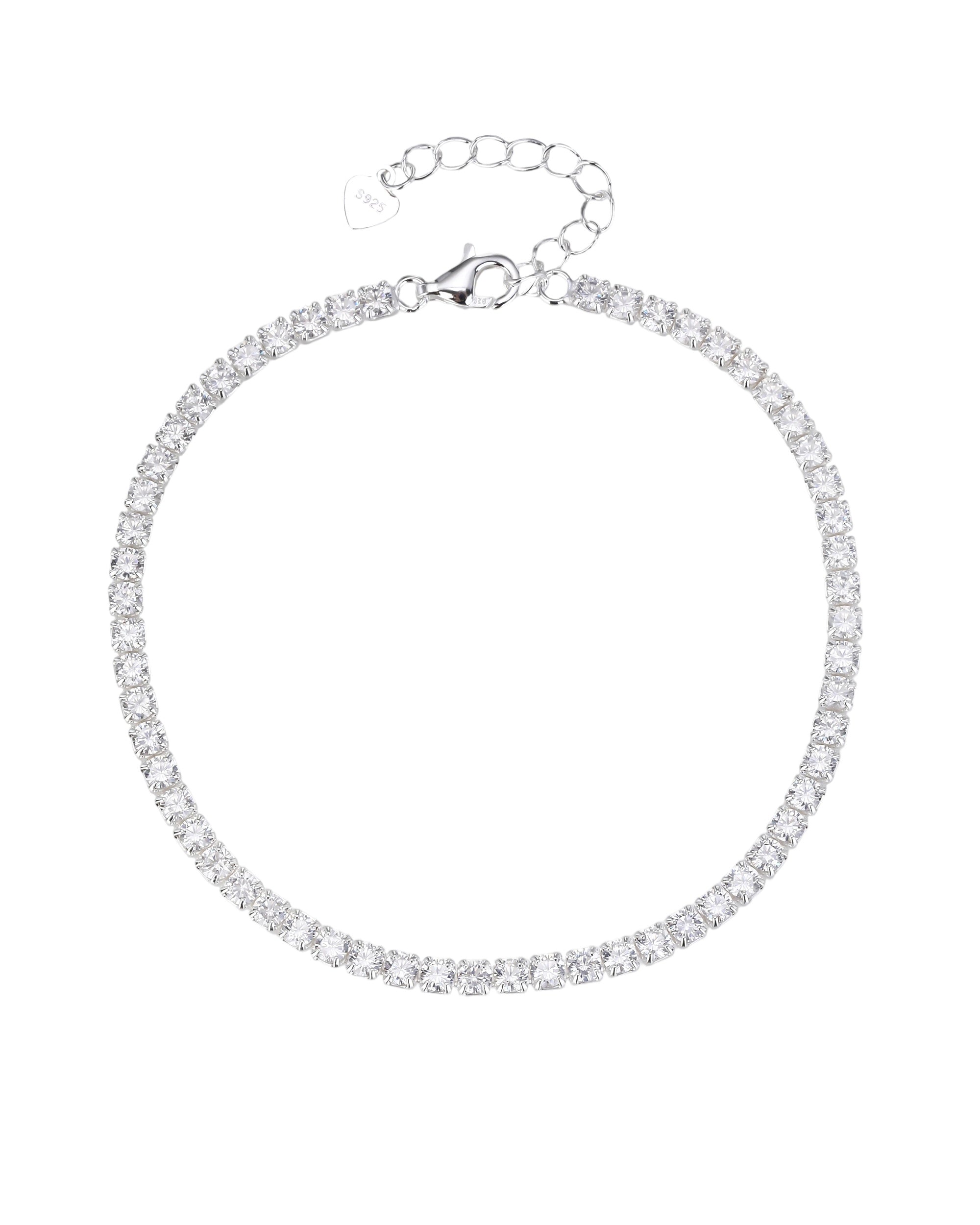 Pulsera tenis con circonia redonda blanca 17+3cm en plateado