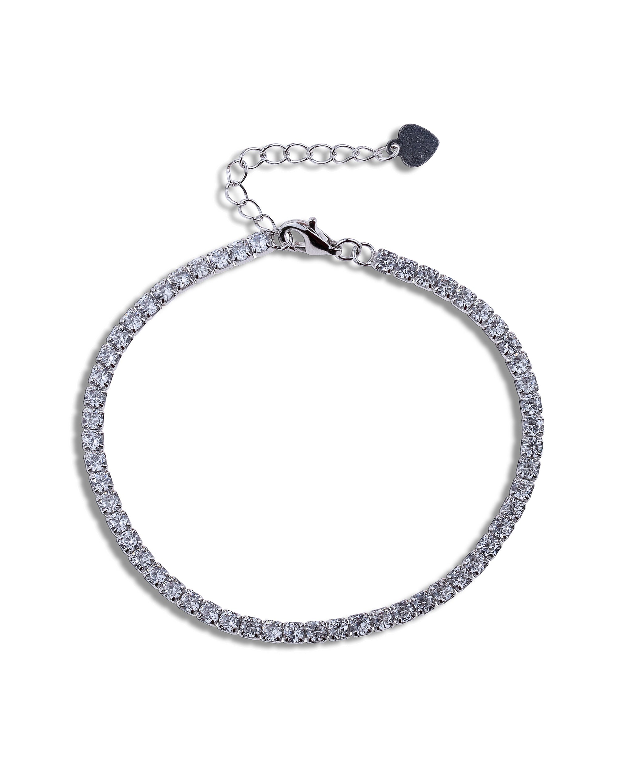 Pulsera tenis con circonia redonda blanca 17+3cm en rodizado