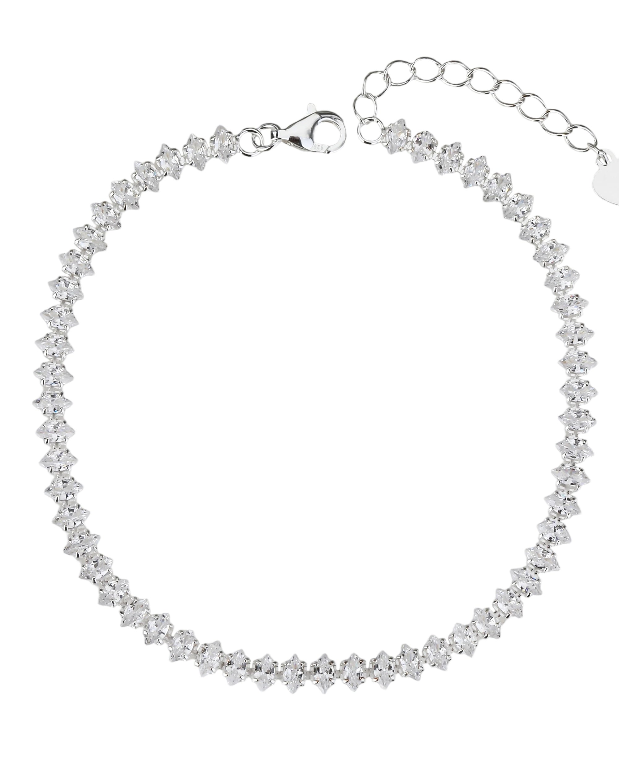 Pulsera tenis con circonia marquis blanca 17+3cm en plateado