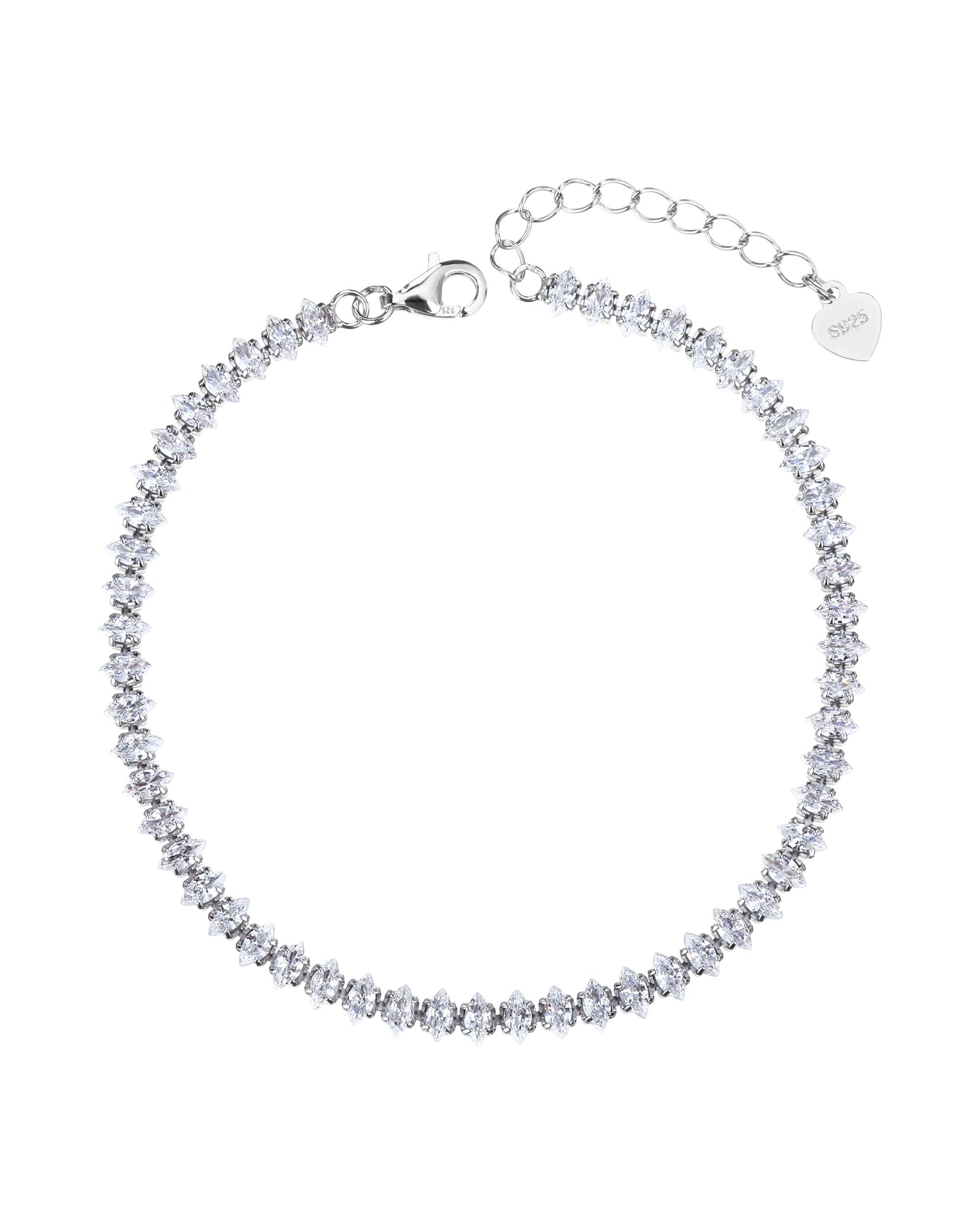 Pulsera de tenis 2x4mm con circonia marquise blanca 17+3cm en rodizado