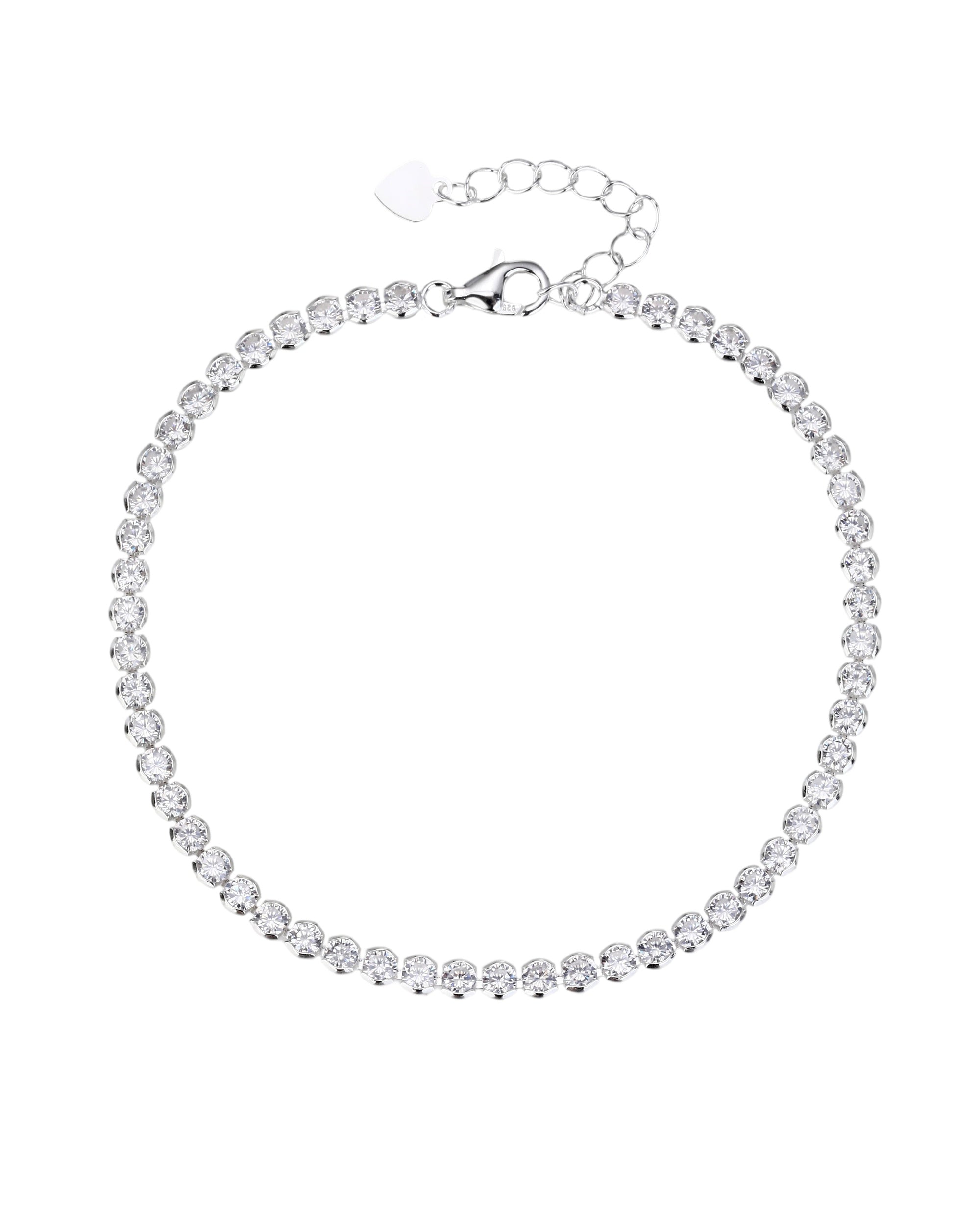 Pulsera tenis con circonia redonda blanca 17+3cm en plateado