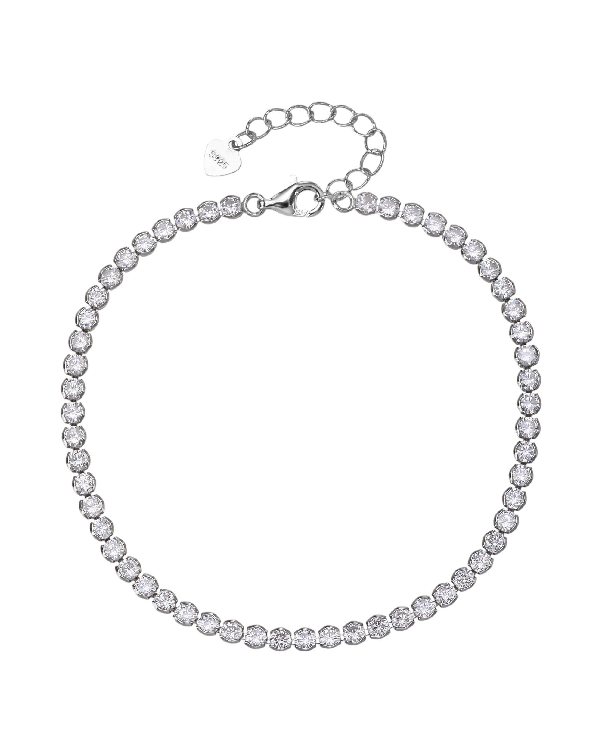 Pulsera de tenis 2.5mm con circonia  redonda blanca 17+3cm en rodizado