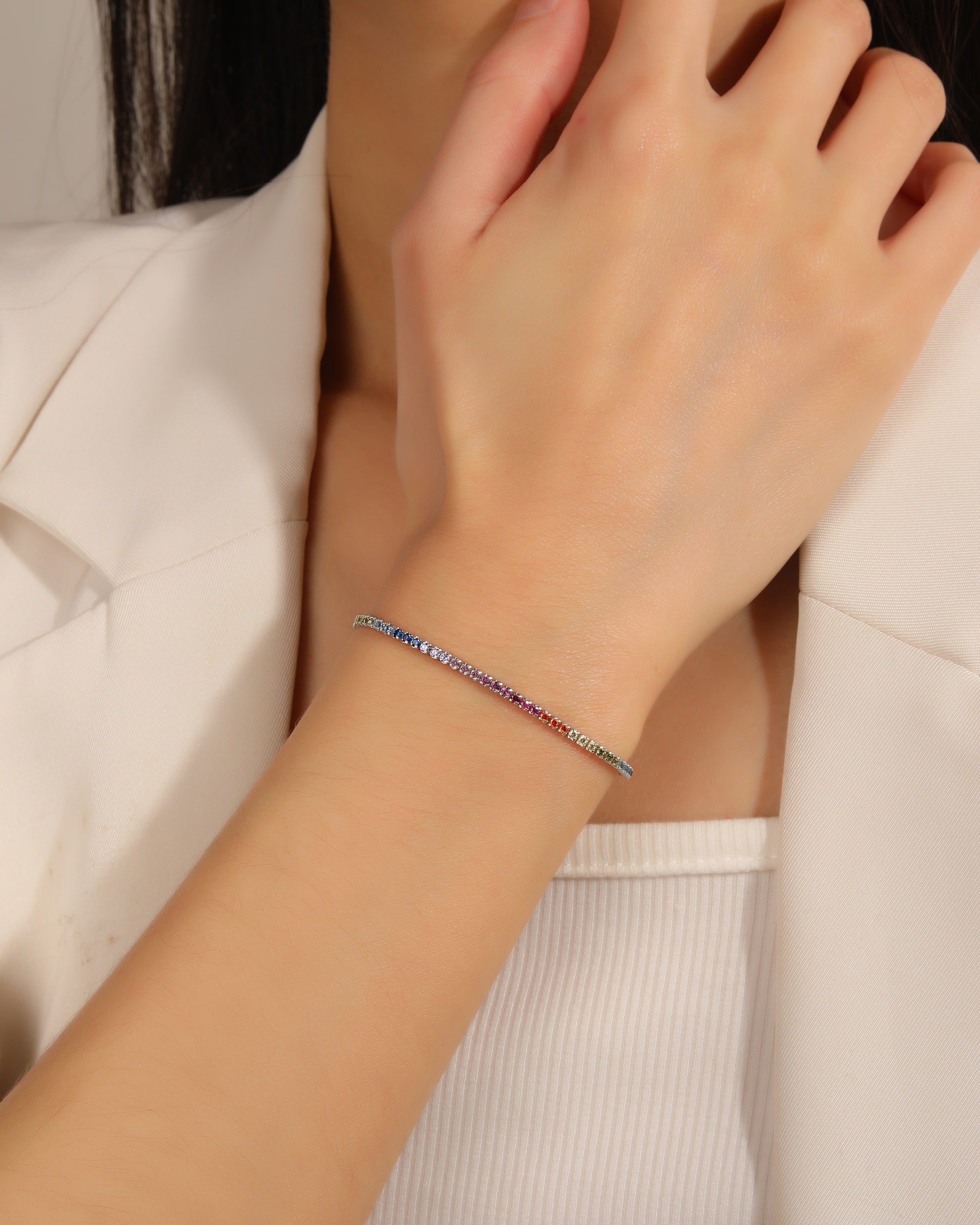 Pulsera tenis con circonia redonda 16+7cm en rodizado