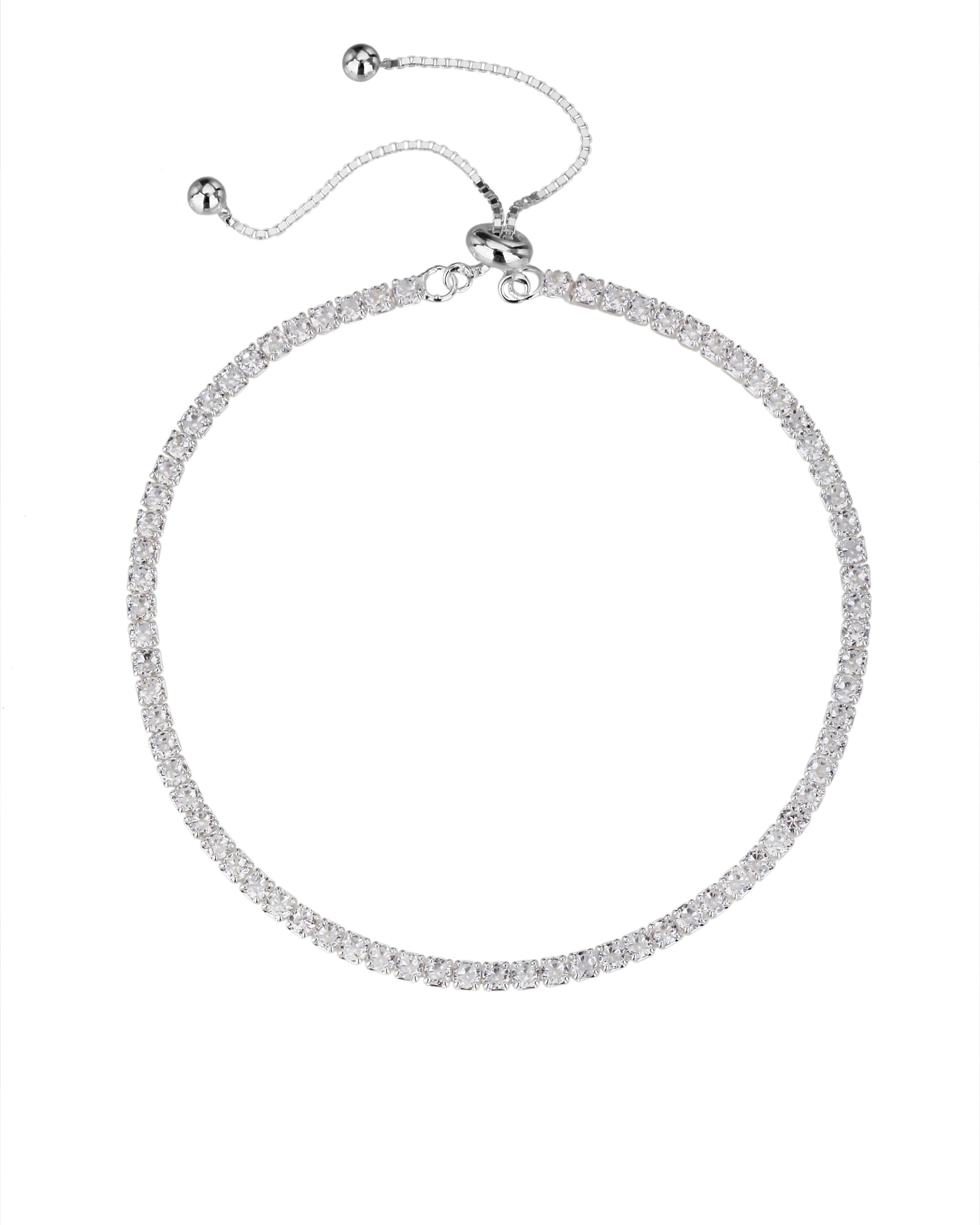 Pulsera tenis con circonia redonda 16+7cm en plateado