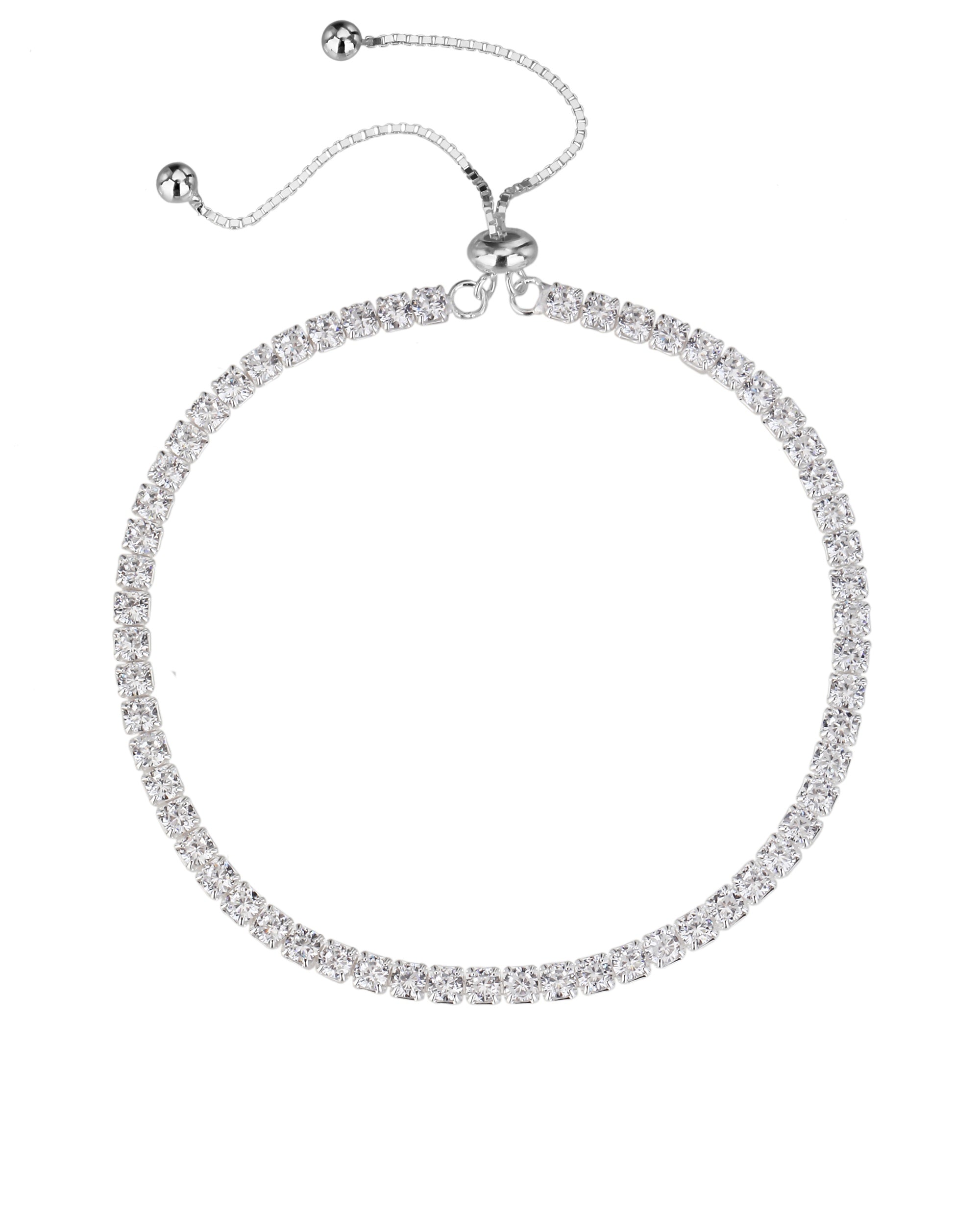 Pulsera tenis con circonia redonda blanca 16+7cm en plateado