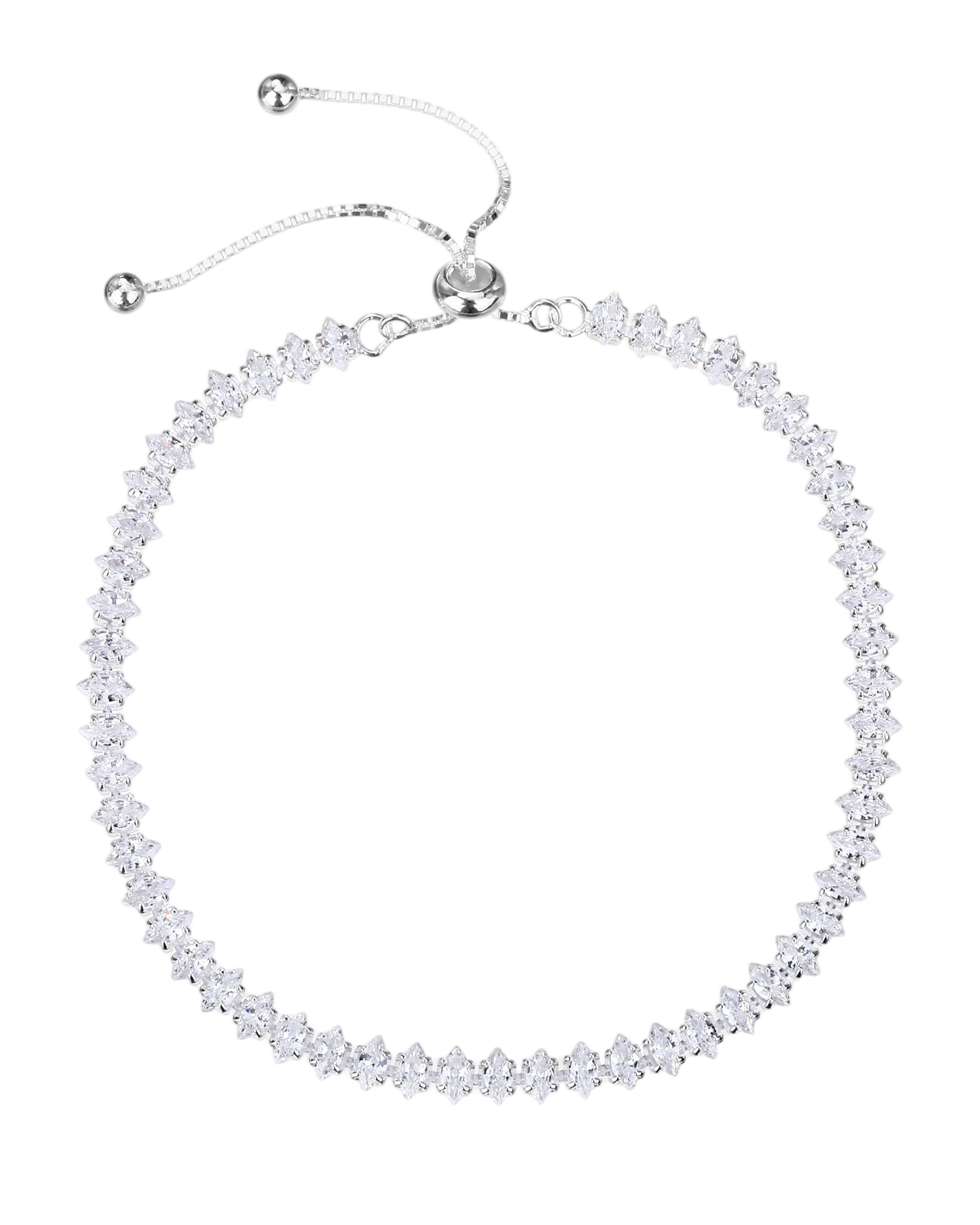 Pulsera tenis de ojo con circonia blanca 16+7cm en plateado