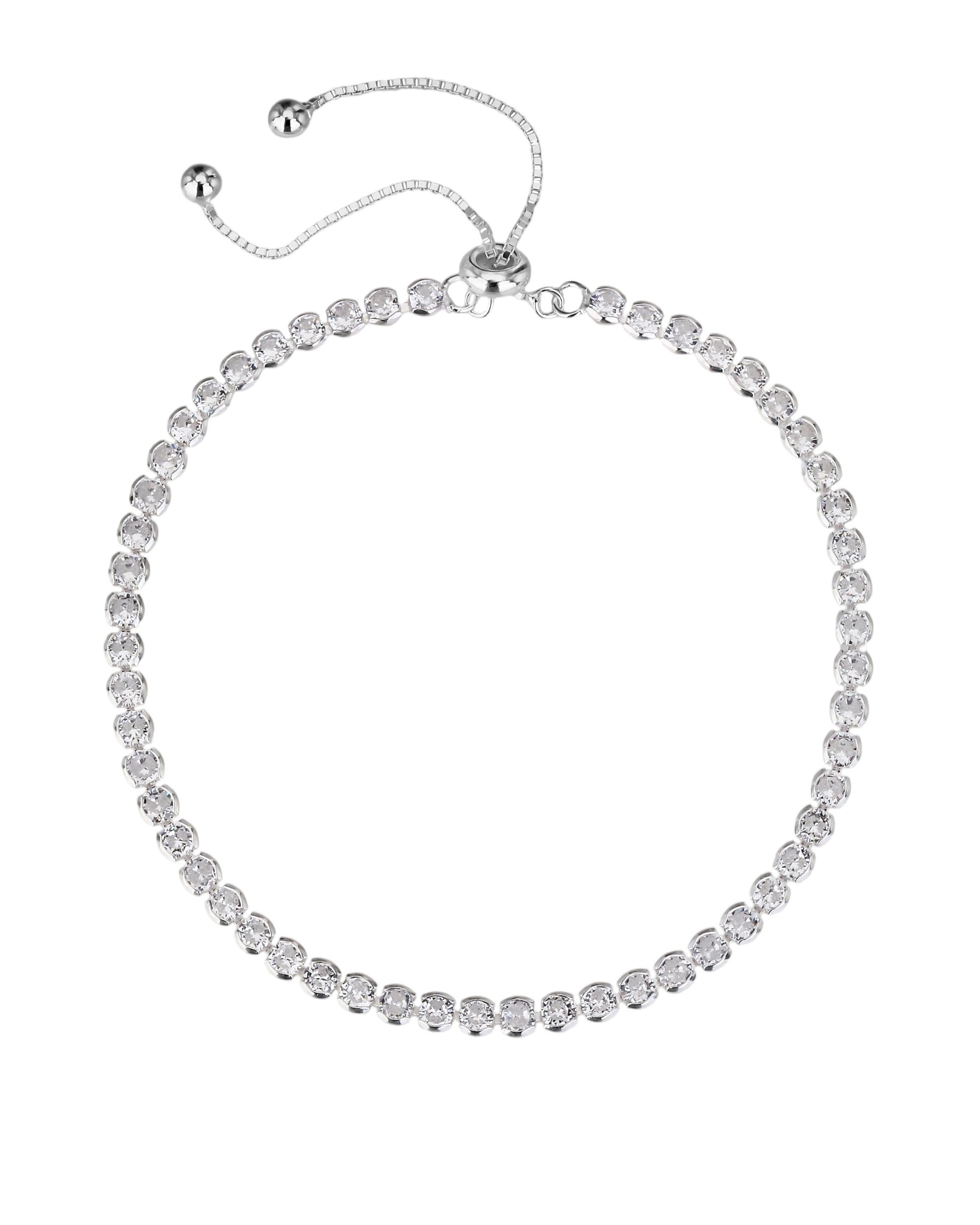 Pulsera tenis con circonia redonda blanca 16+7cm en plateado