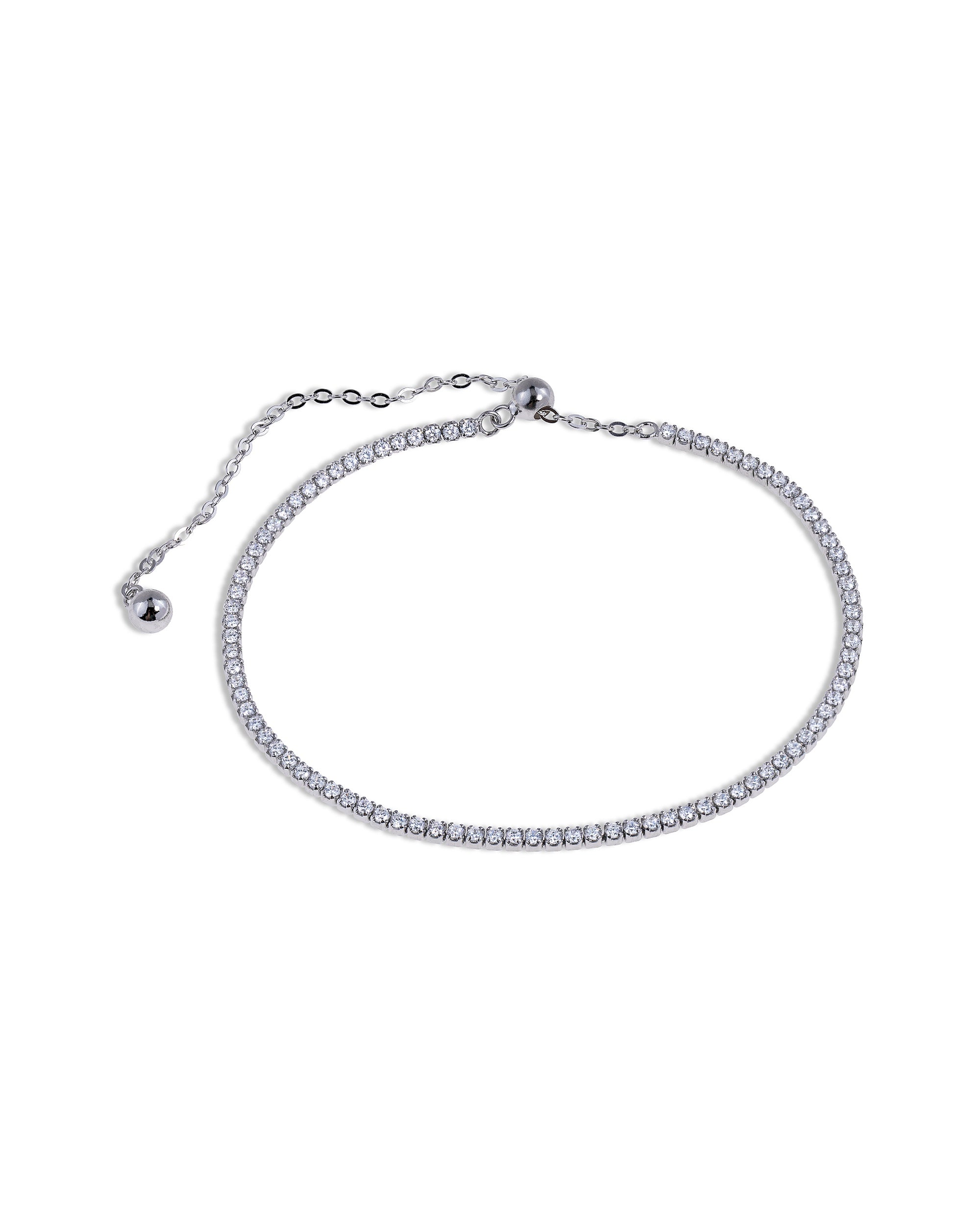Pulsera tenis con circonia redonda blanca 16+7cm en rodizado