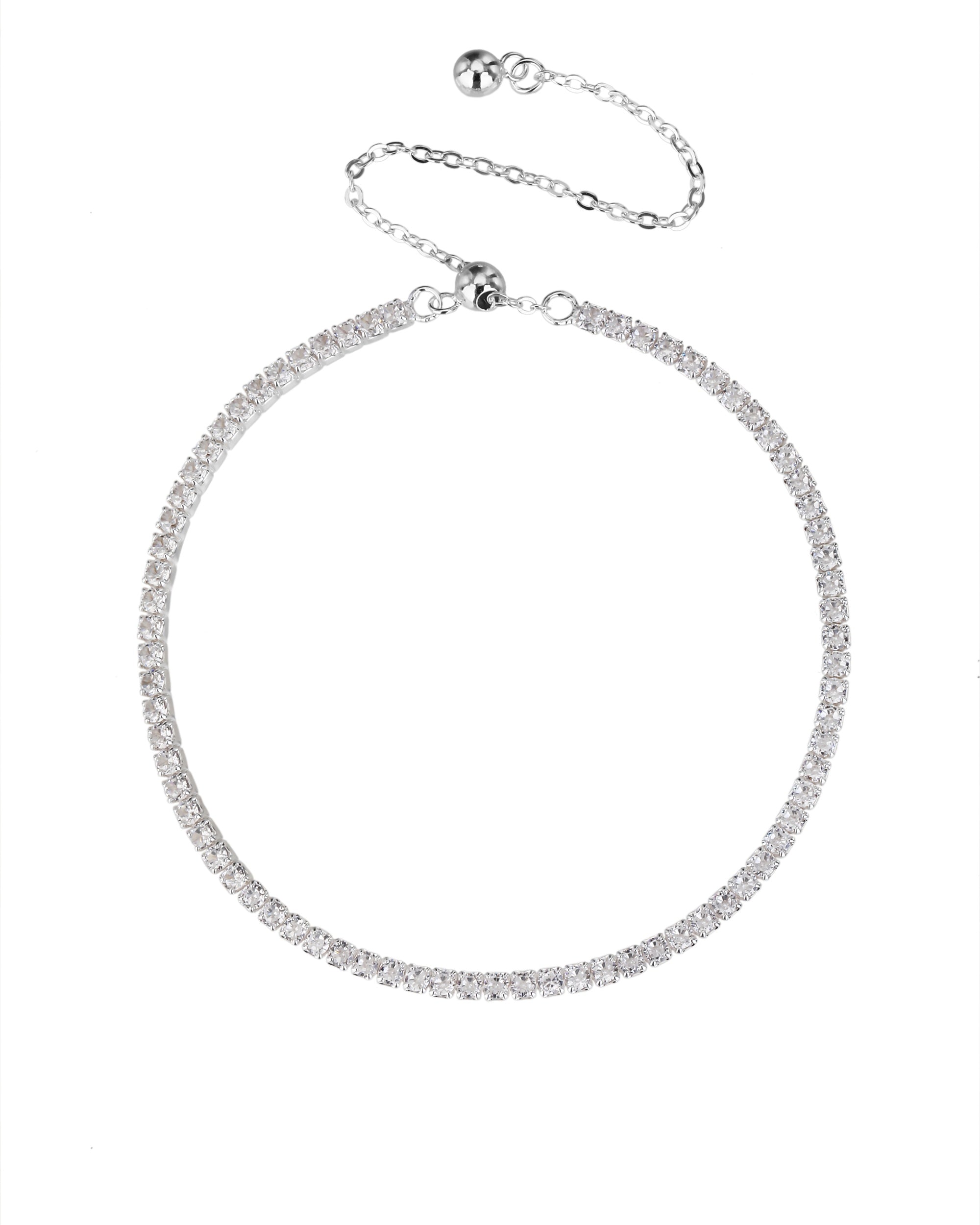 Pulsera tenis con circonia redonda blanca 16+7cm en plateado