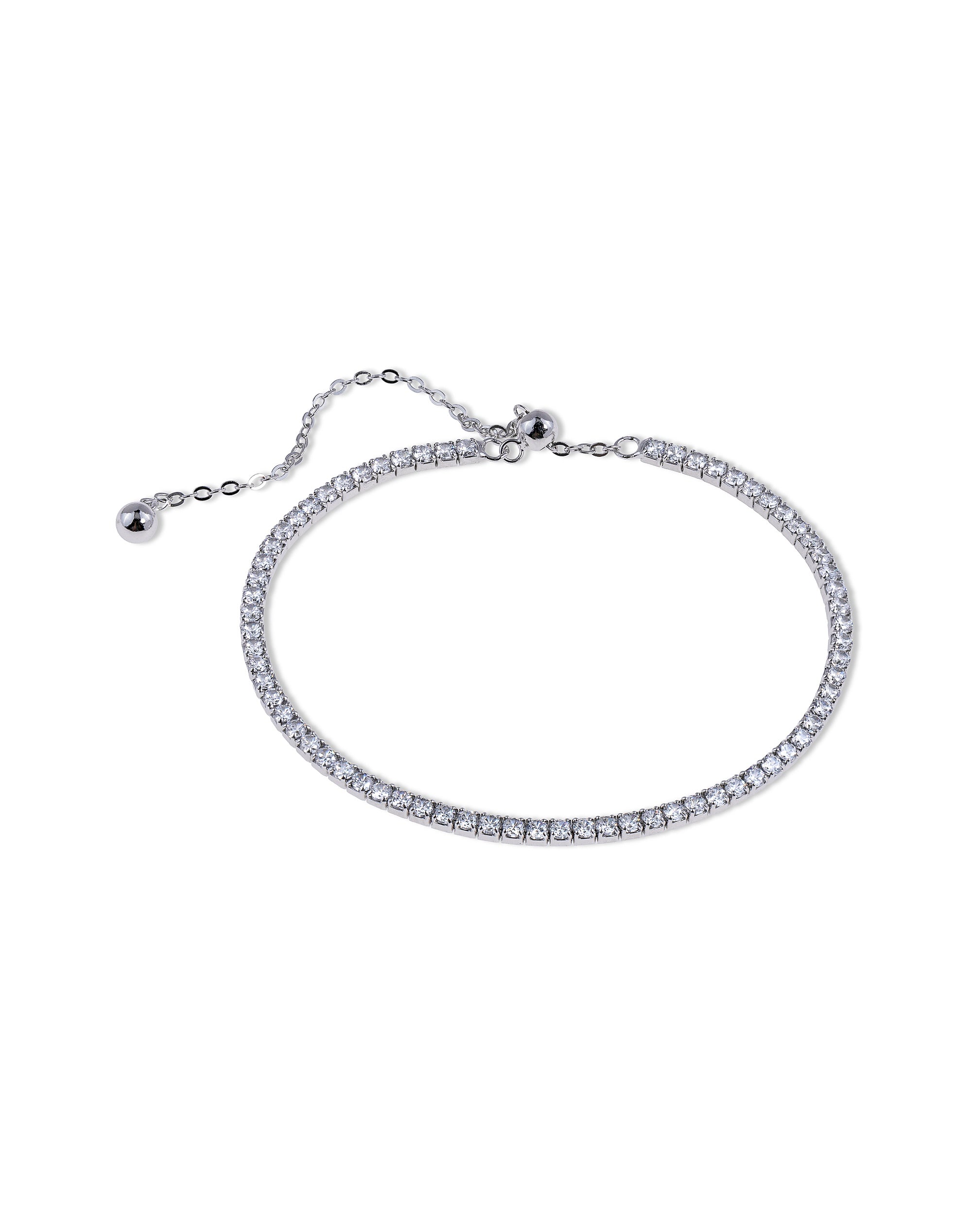 Pulsera tenis con circonia redonda blanca 16+7cm en rodizado