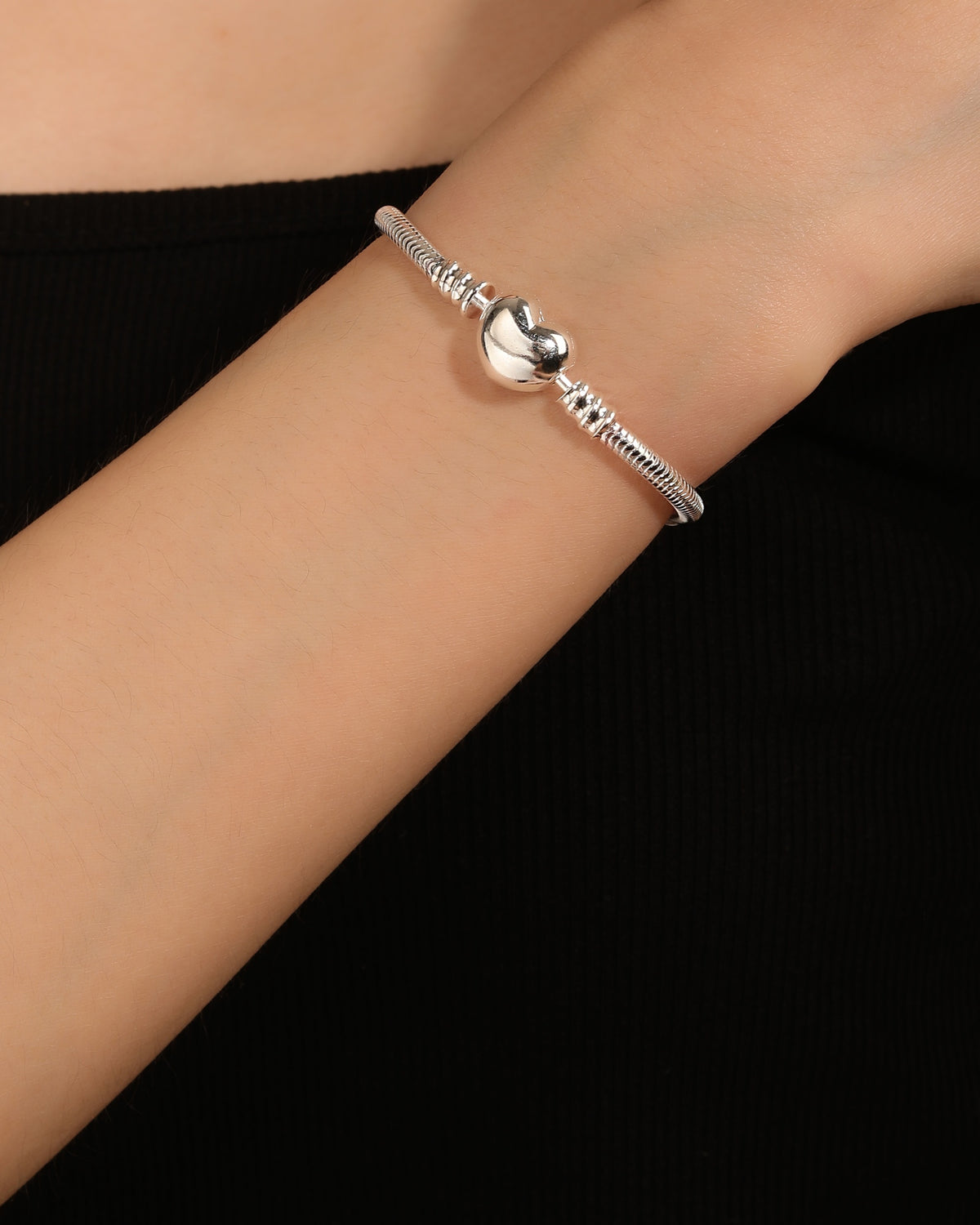 Pulsera para charms corazón 16cm en plateado