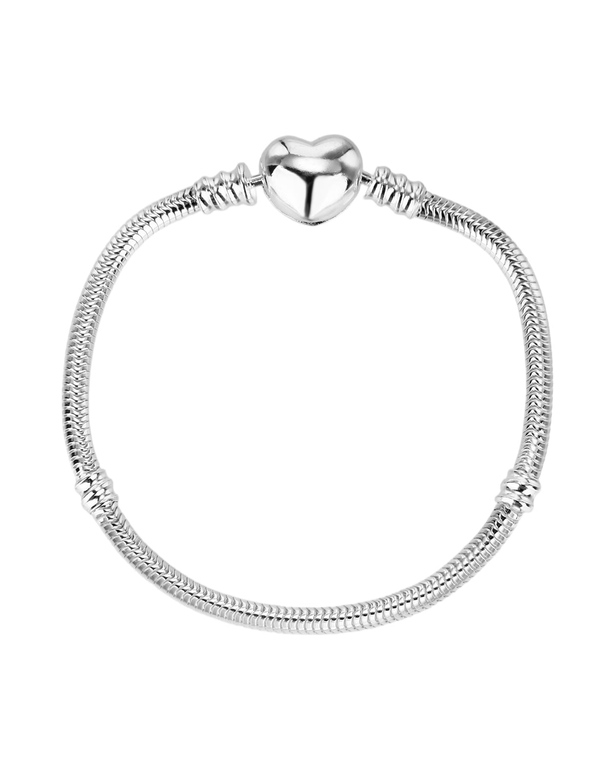 Pulsera para charms corazón 16cm en plateado