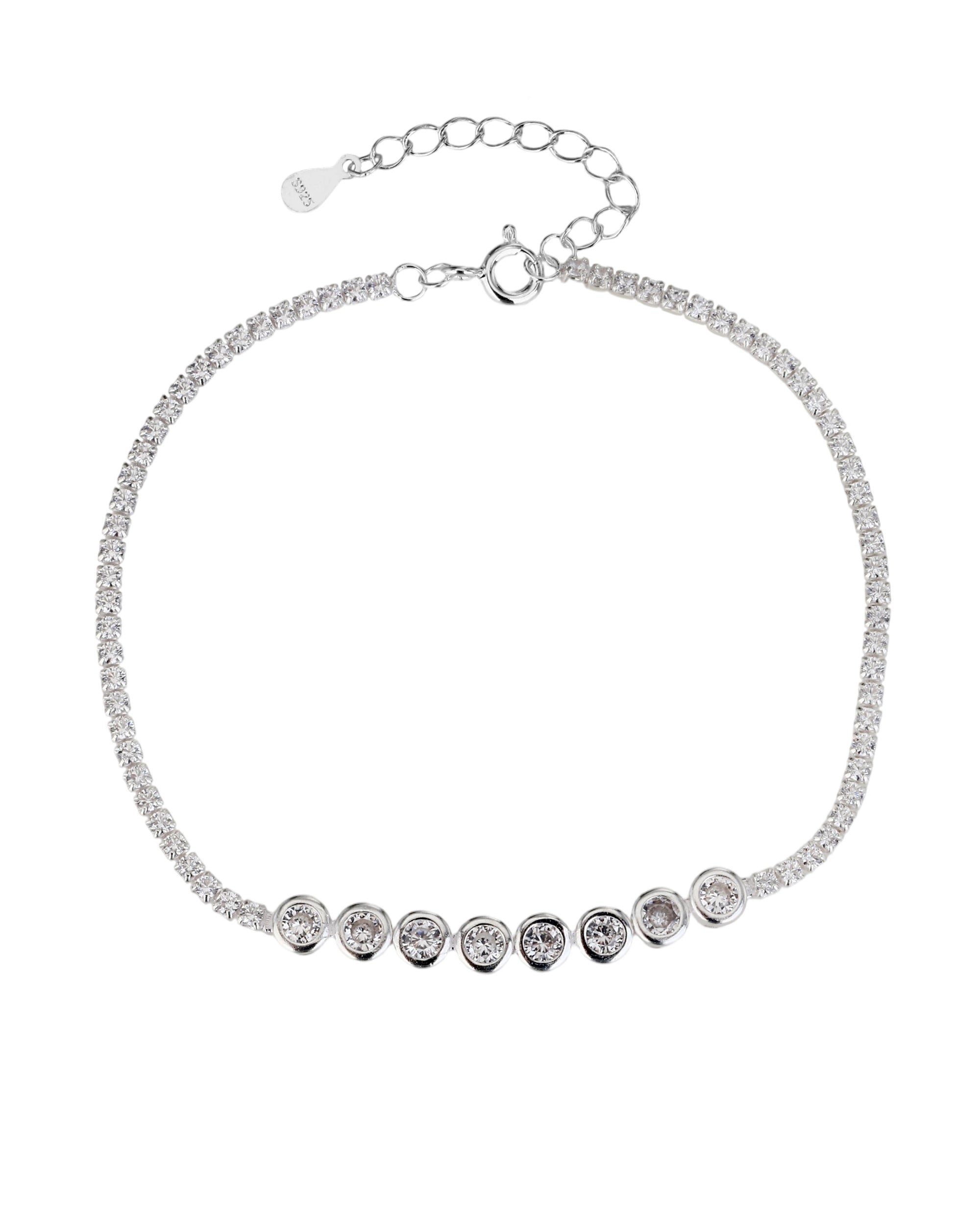 Pulsera tenis con circonia redonda blanca 17+3cm en plateado