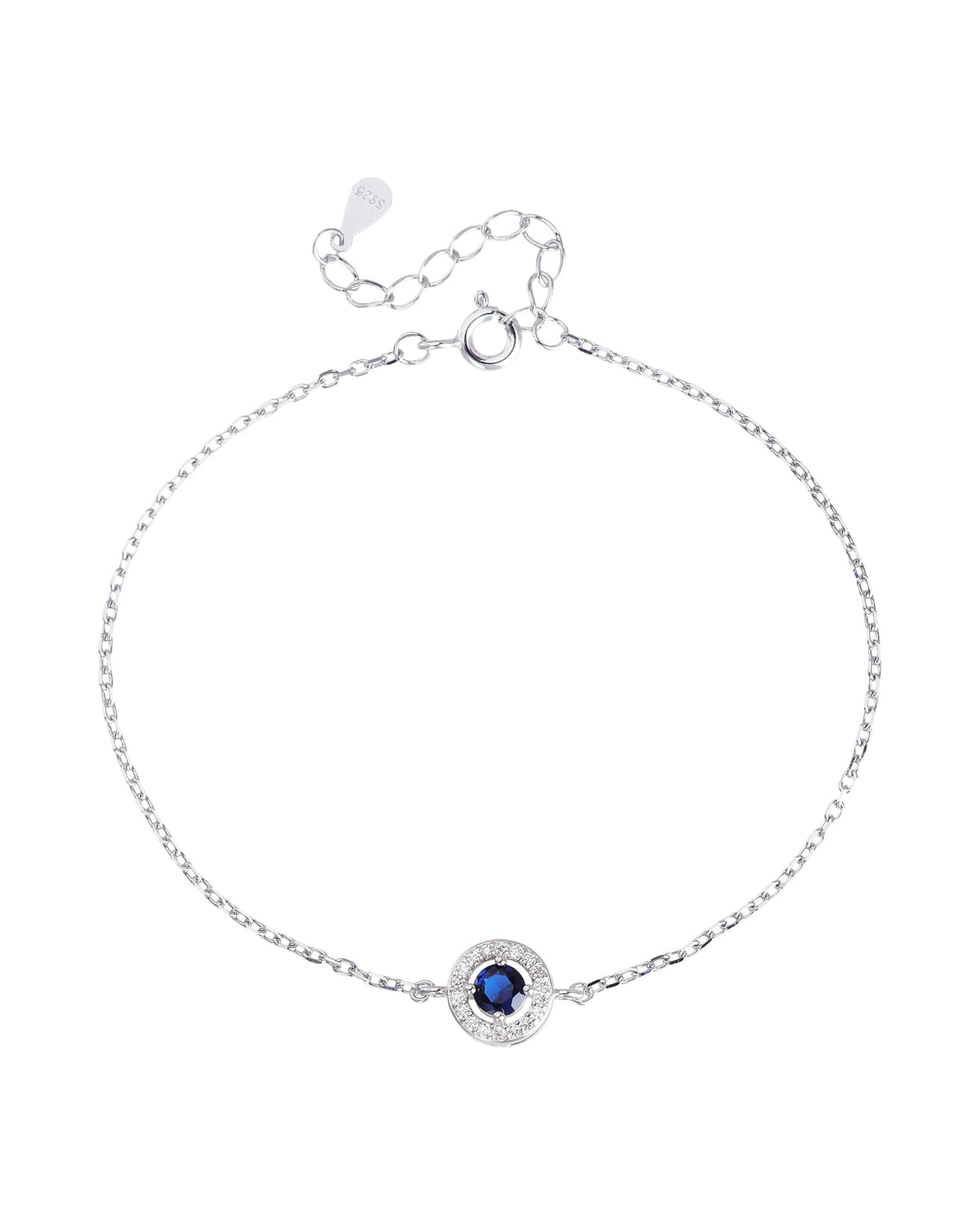 Pulsera sencilla de círculo halo y circonia redonda 17+3cm en rodizado