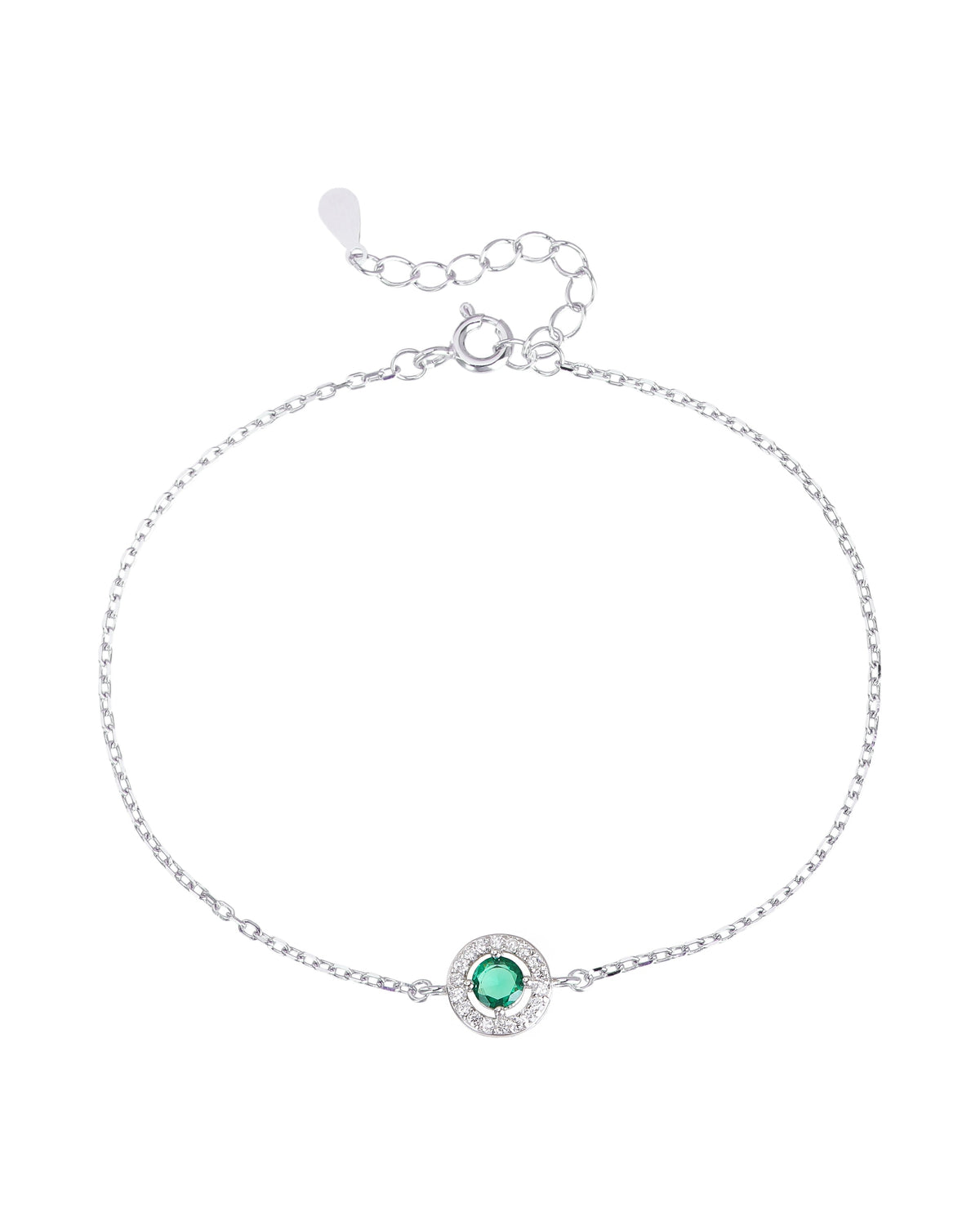 Pulsera sencilla de círculo halo y circonia redonda 17+3cm en rodizado