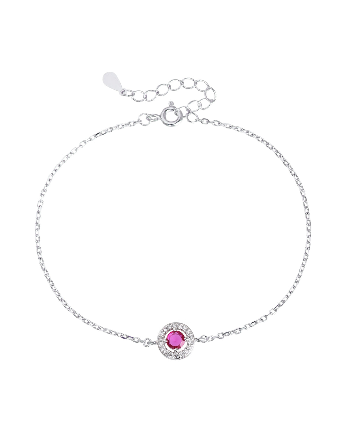Pulsera sencilla de círculo halo y circonia redonda 17+3cm en rodizado