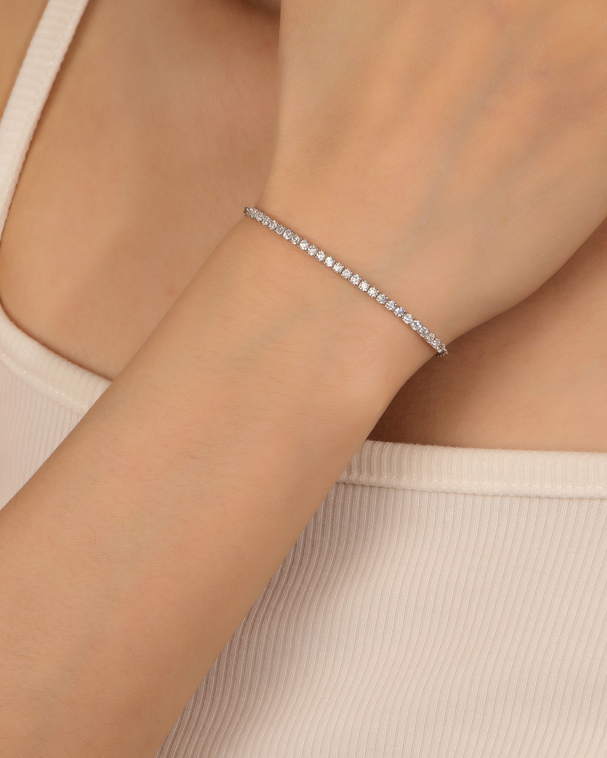 Pulsera tenis ajustable con circonia redonda 17+3cm en rodizado