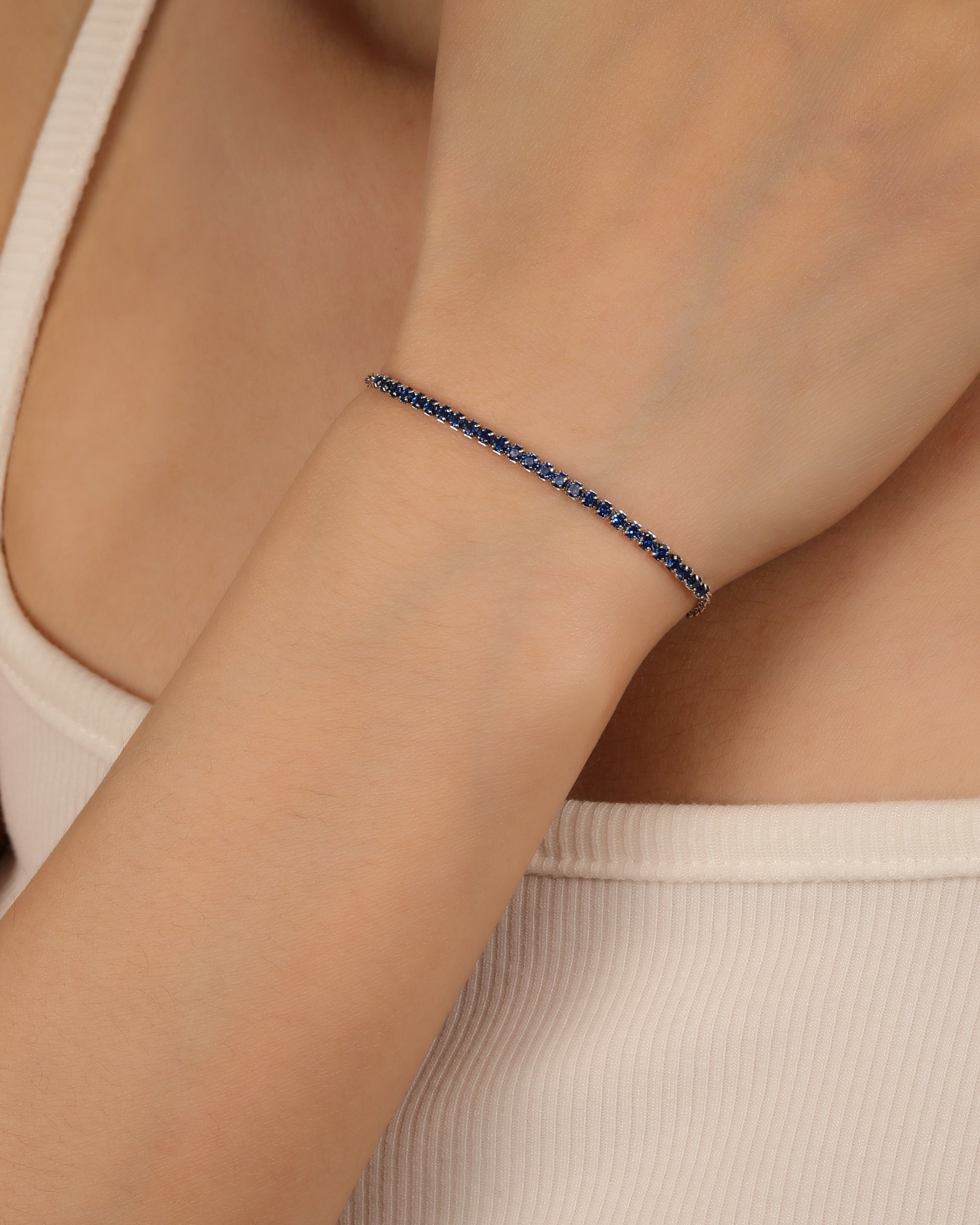 Pulsera tenis ajustable con circonia redonda 17+3cm en rodizado
