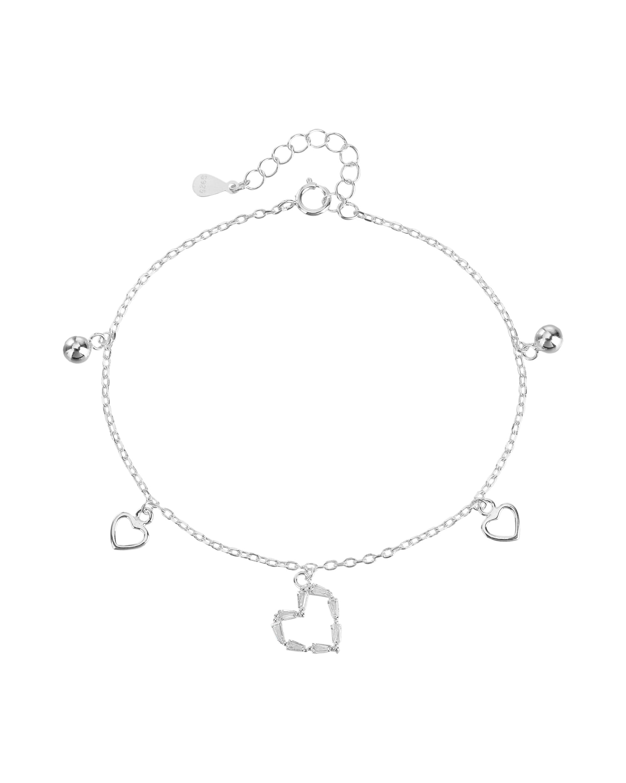Pulsera sencilla de corazones con circonia blanca 17+3cm en plateado