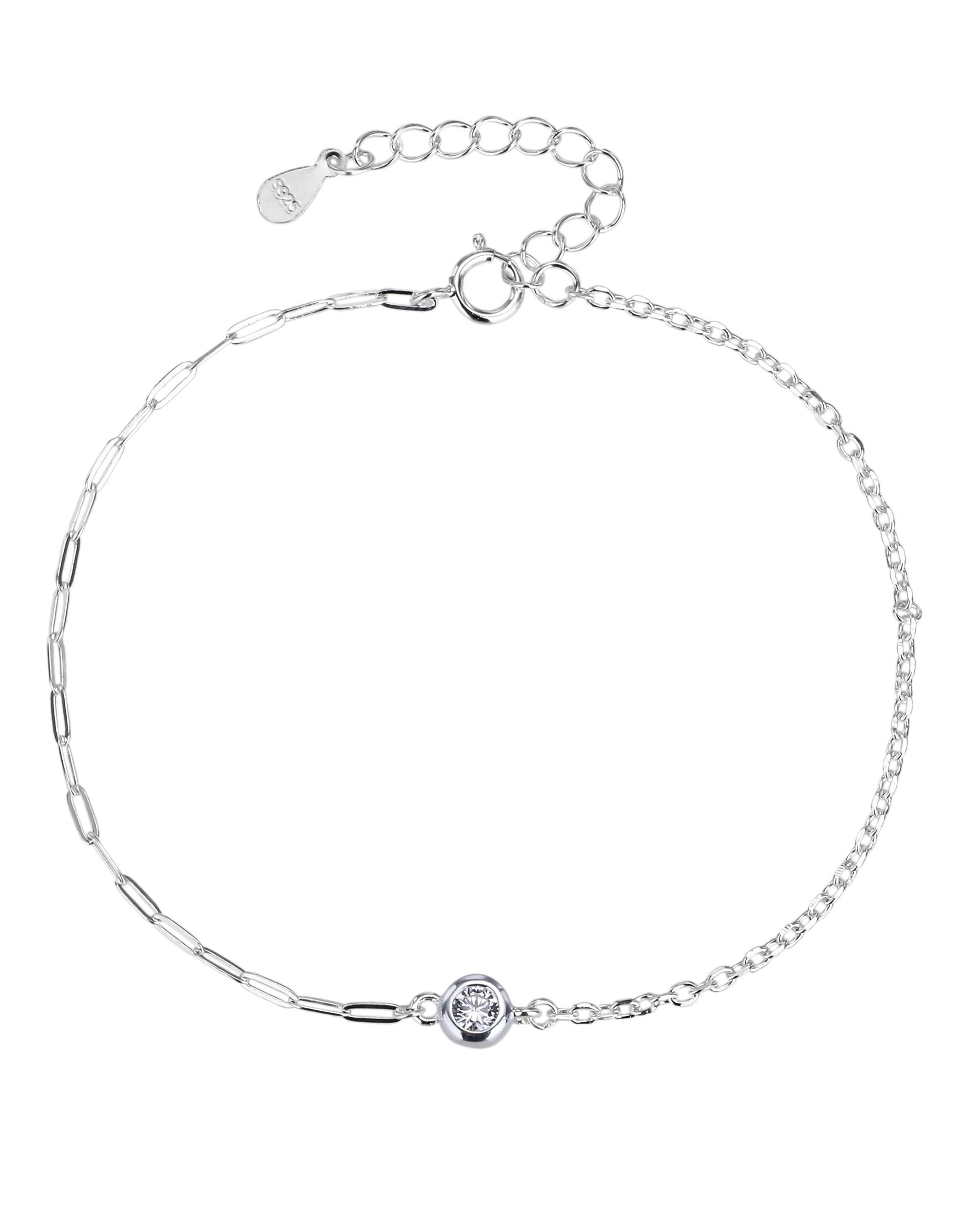 Pulsera sencilla de ojito con circonia blanca 17+3cm en plateado