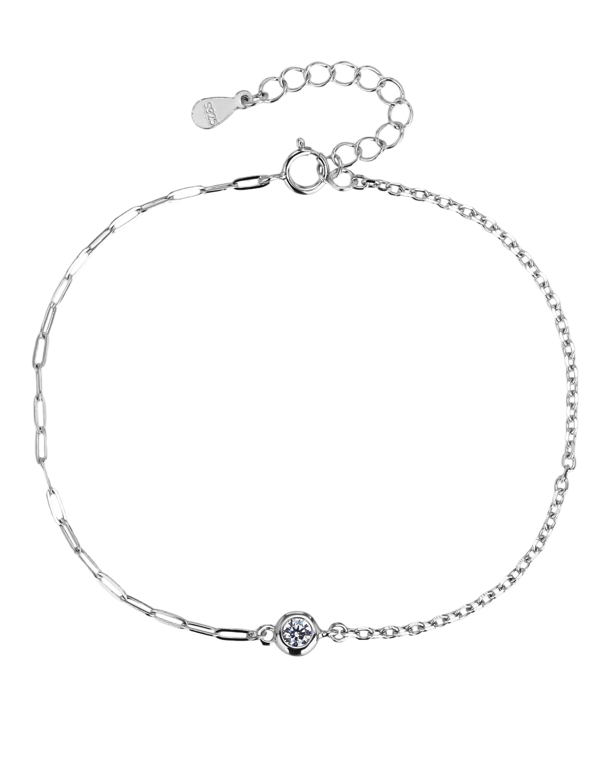 Pulsera sencilla de ojito con circonia blanca 17+3cm en rodizado