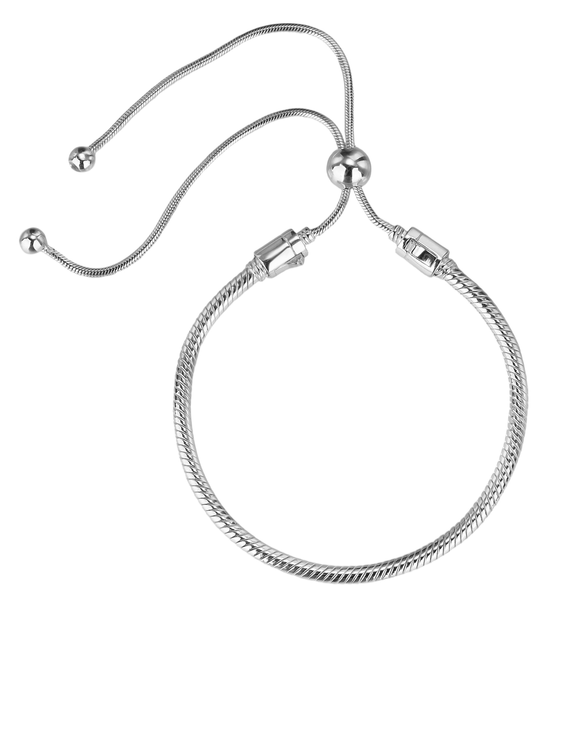 Pulsera para charms ajustable de bola en plateado