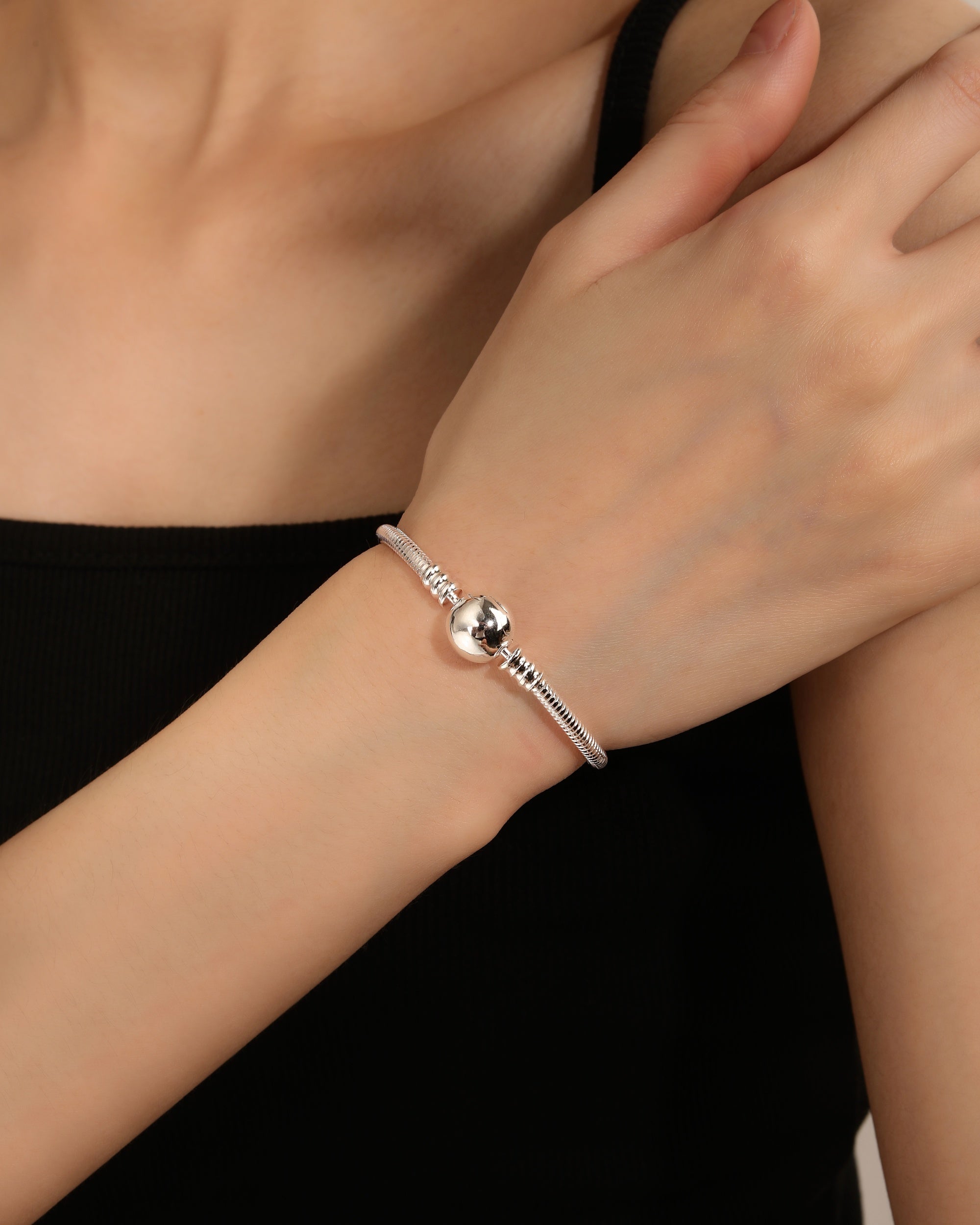 Pulsera para charms de bola 18cm en plateado