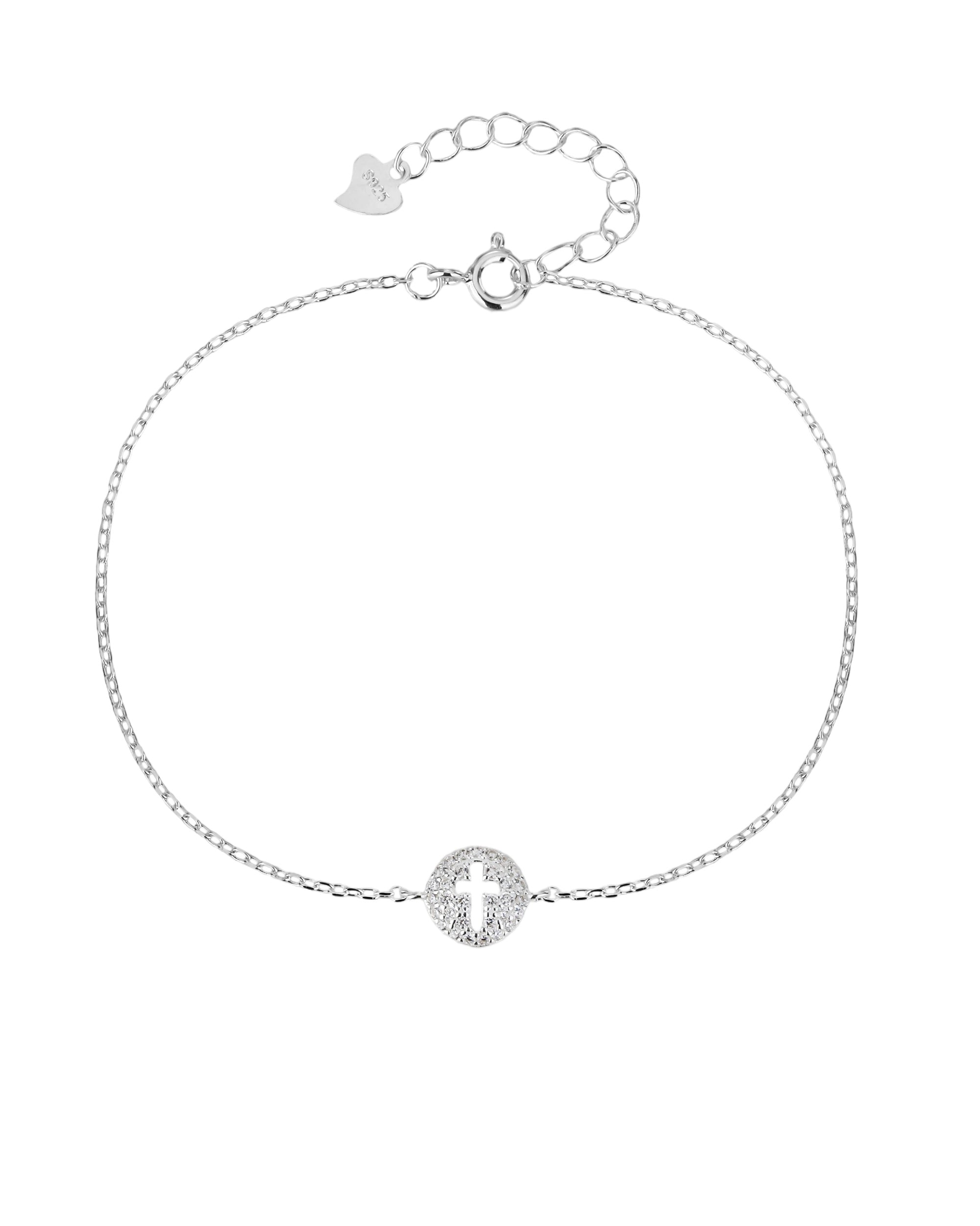 Pulsera sencilla de Cruz con circonia blanca 17+3cm en plateado