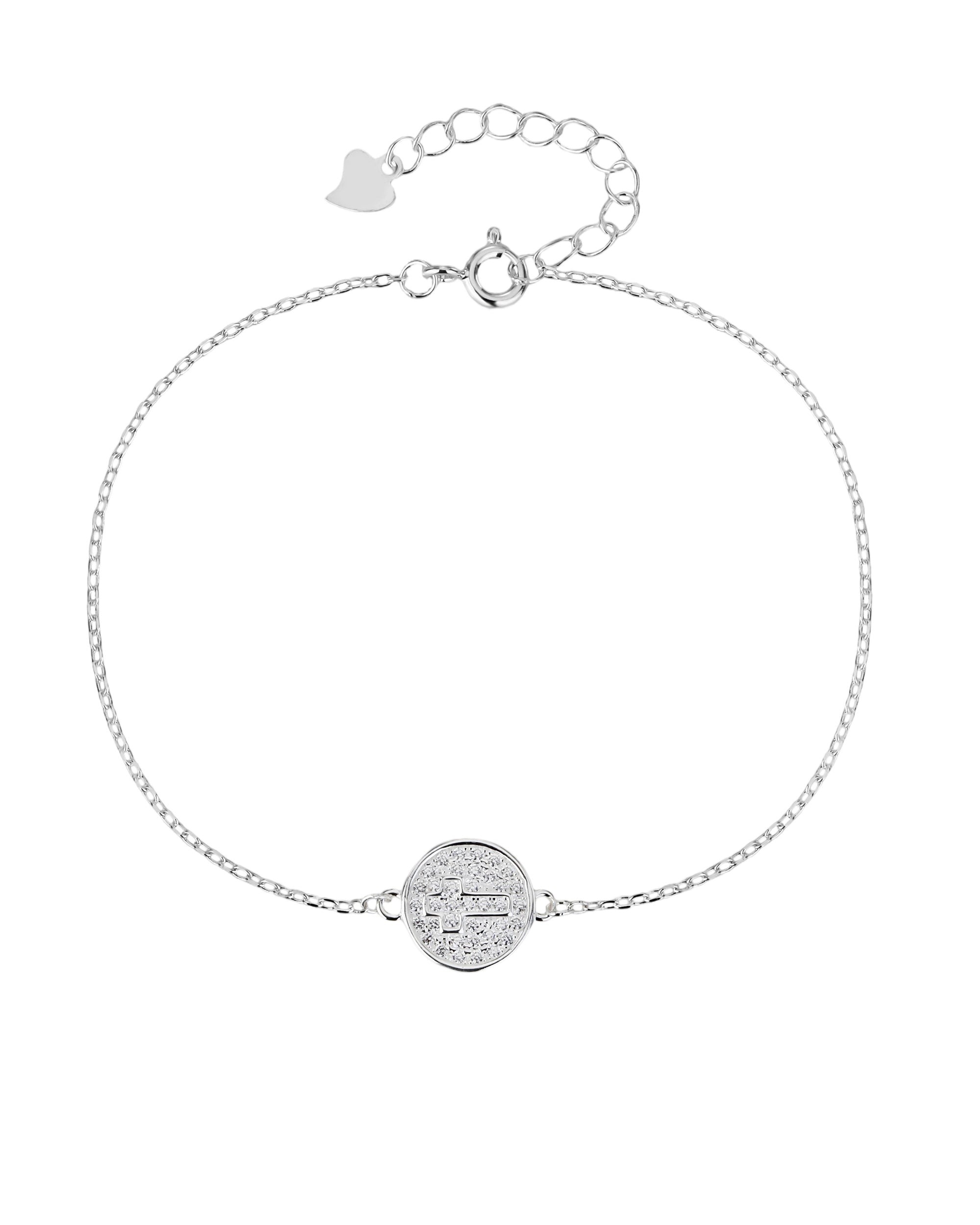 Pulsera sencilla de Cruz con circonia blanca 17+3cm en plateado