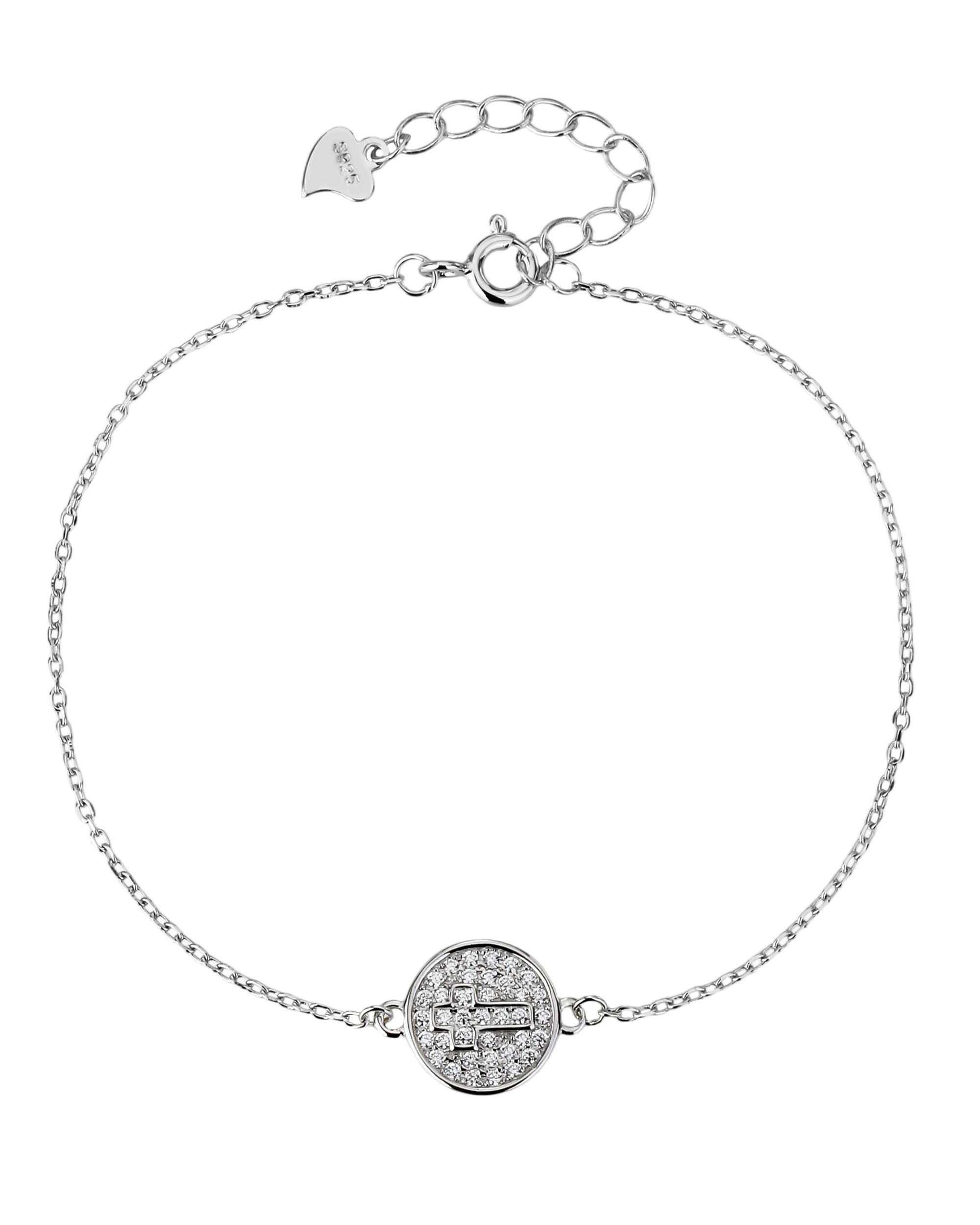 Pulsera sencilla de Cruz con circonia blanca 17+3cm en rodizado