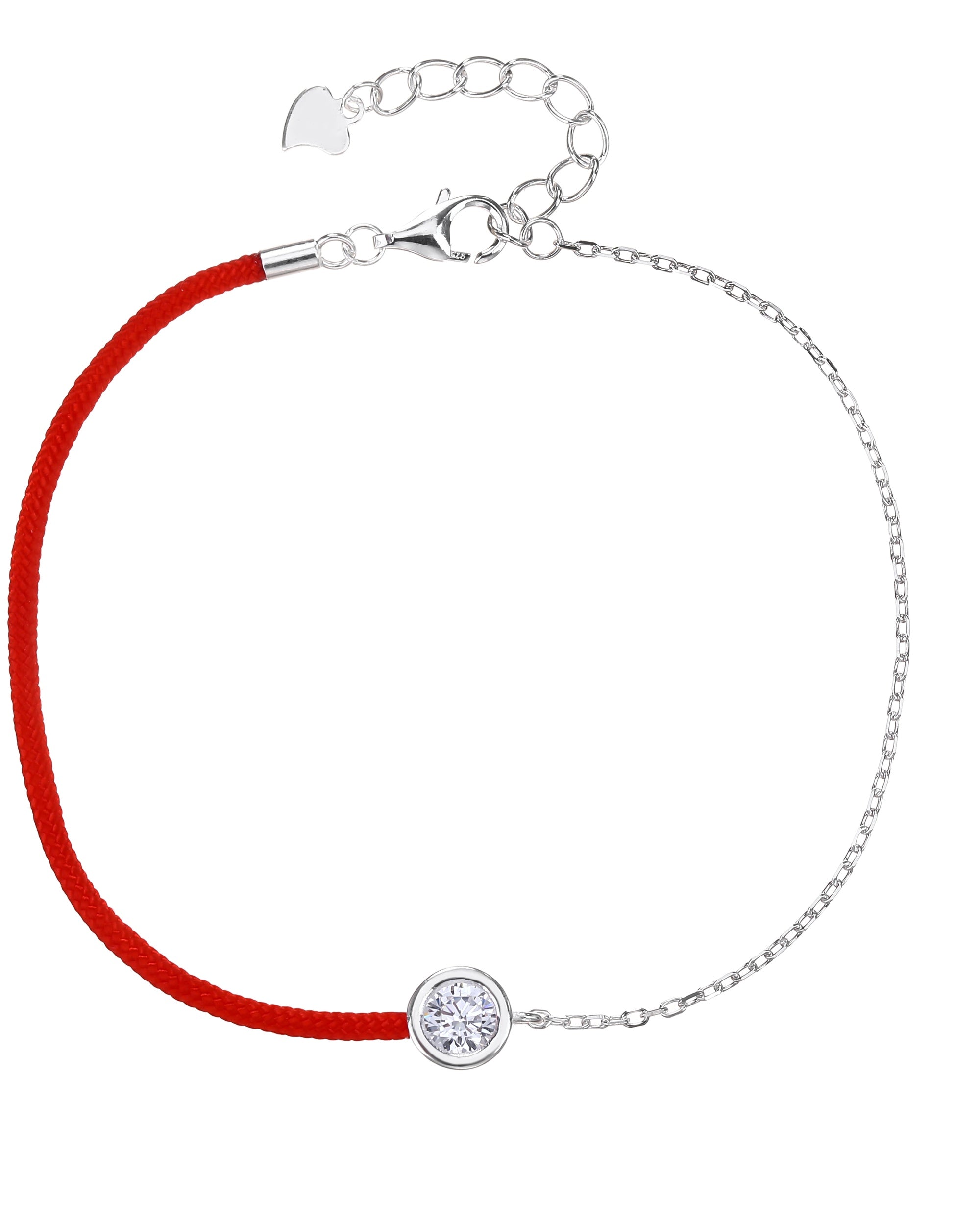 Pulsera mixta de eslabon e hilo rojo 17+3cm en plateado
