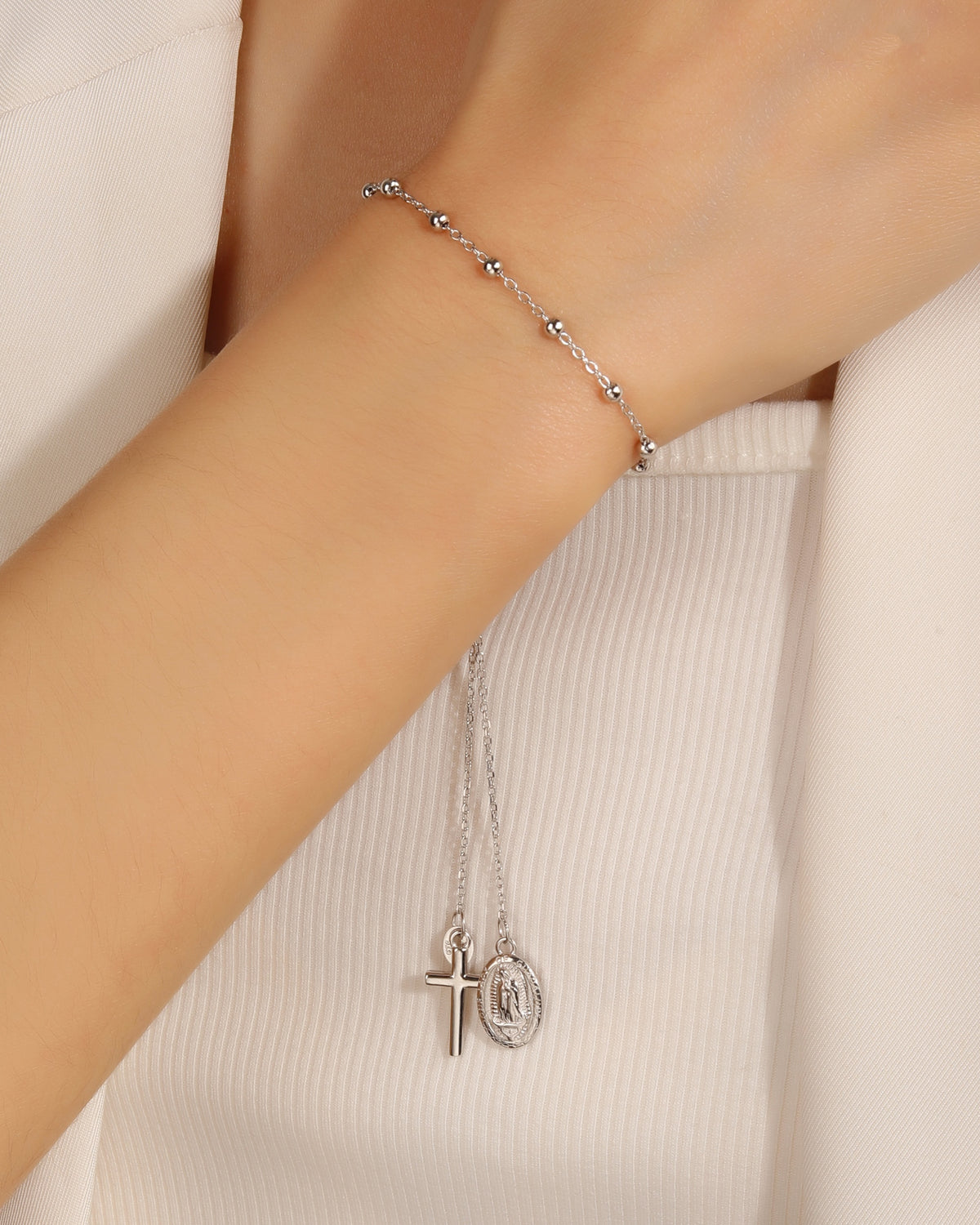 Misterio ajustable y medalla Virgen de Guadalupe en 14+14cm rodizado