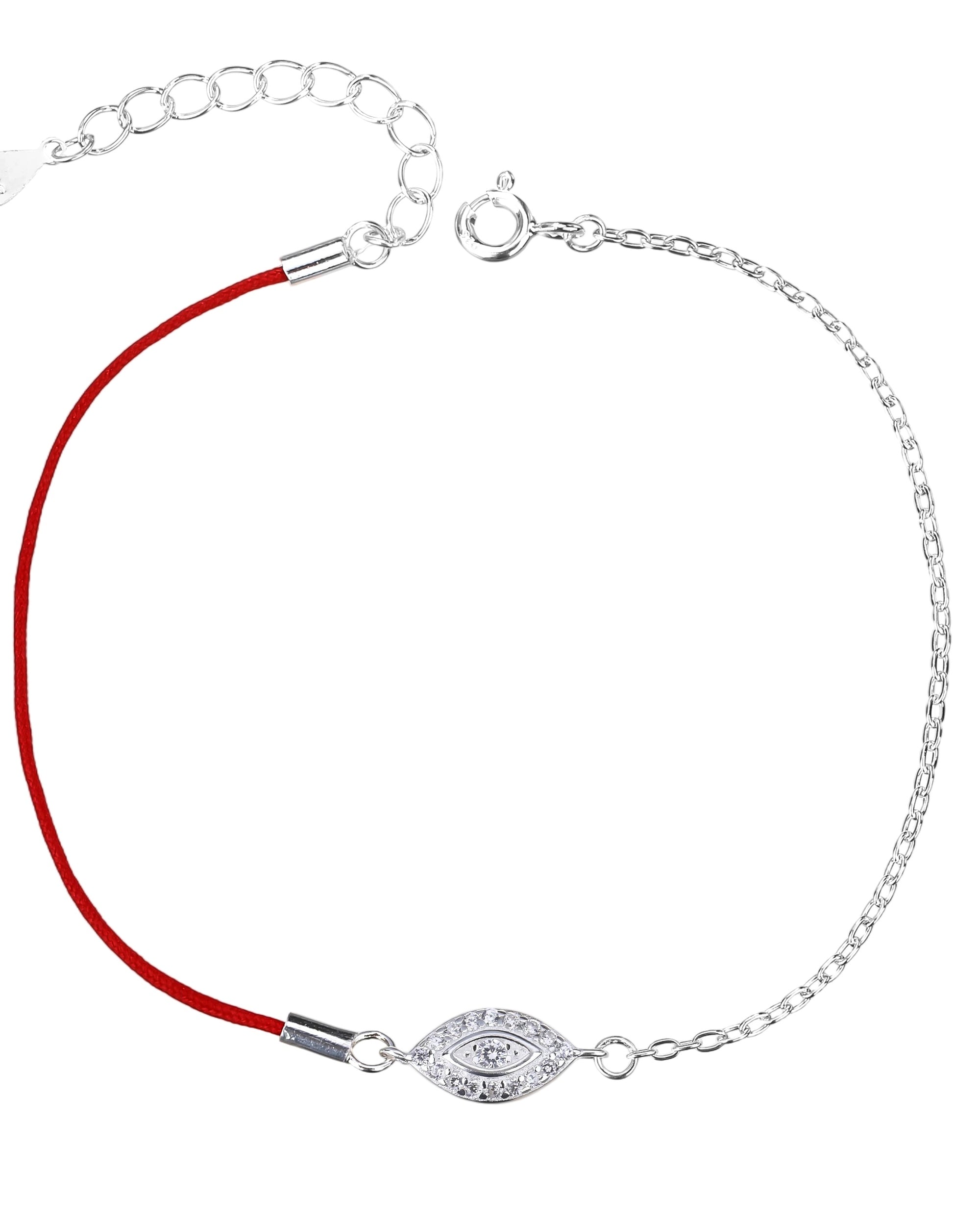 Pulsera sencilla de ojo de dios con hilo 17+3cm en plateado