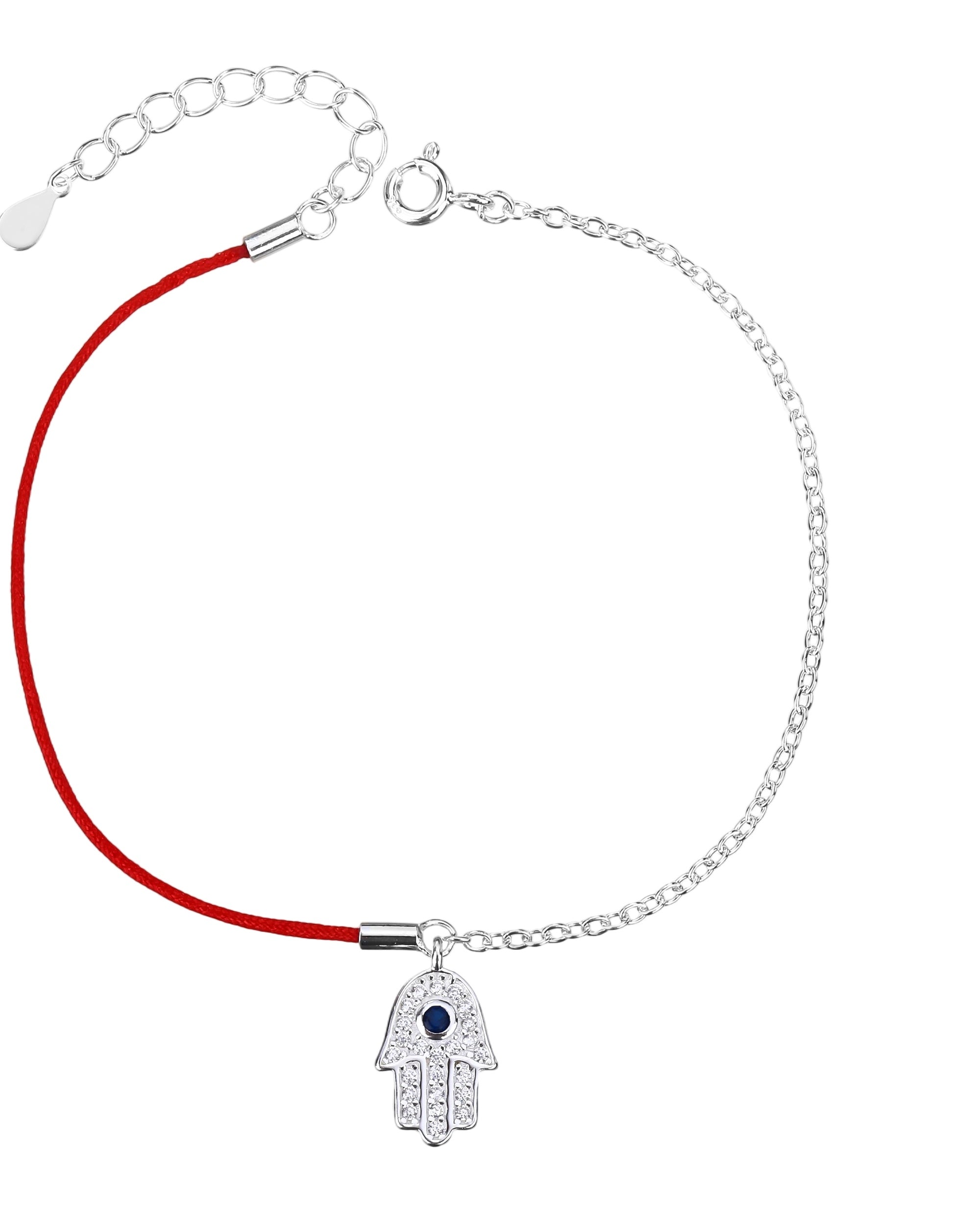 Pulsera sencilla de mano de fatima con hilo 17+3cm en plateado