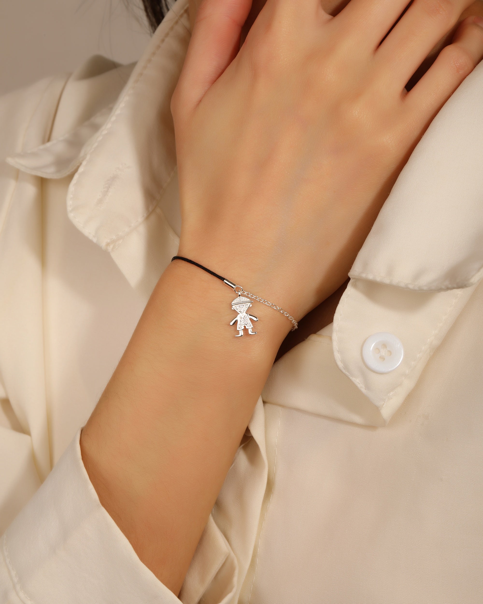 Pulsera sencilla de nii±o con hilo 17+3cm en plateado