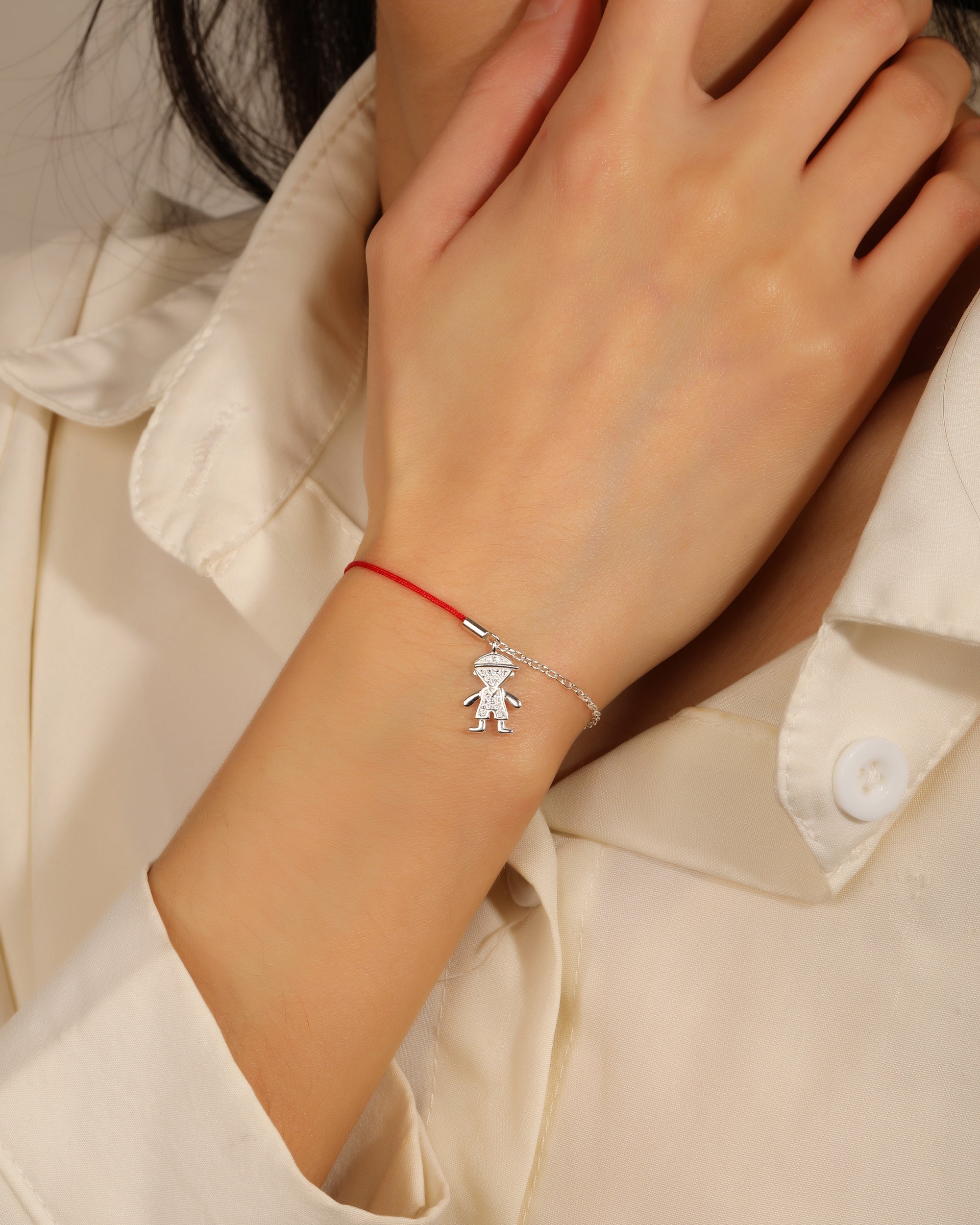 Pulsera sencilla de nii±o con hilo 17+3cm en plateado