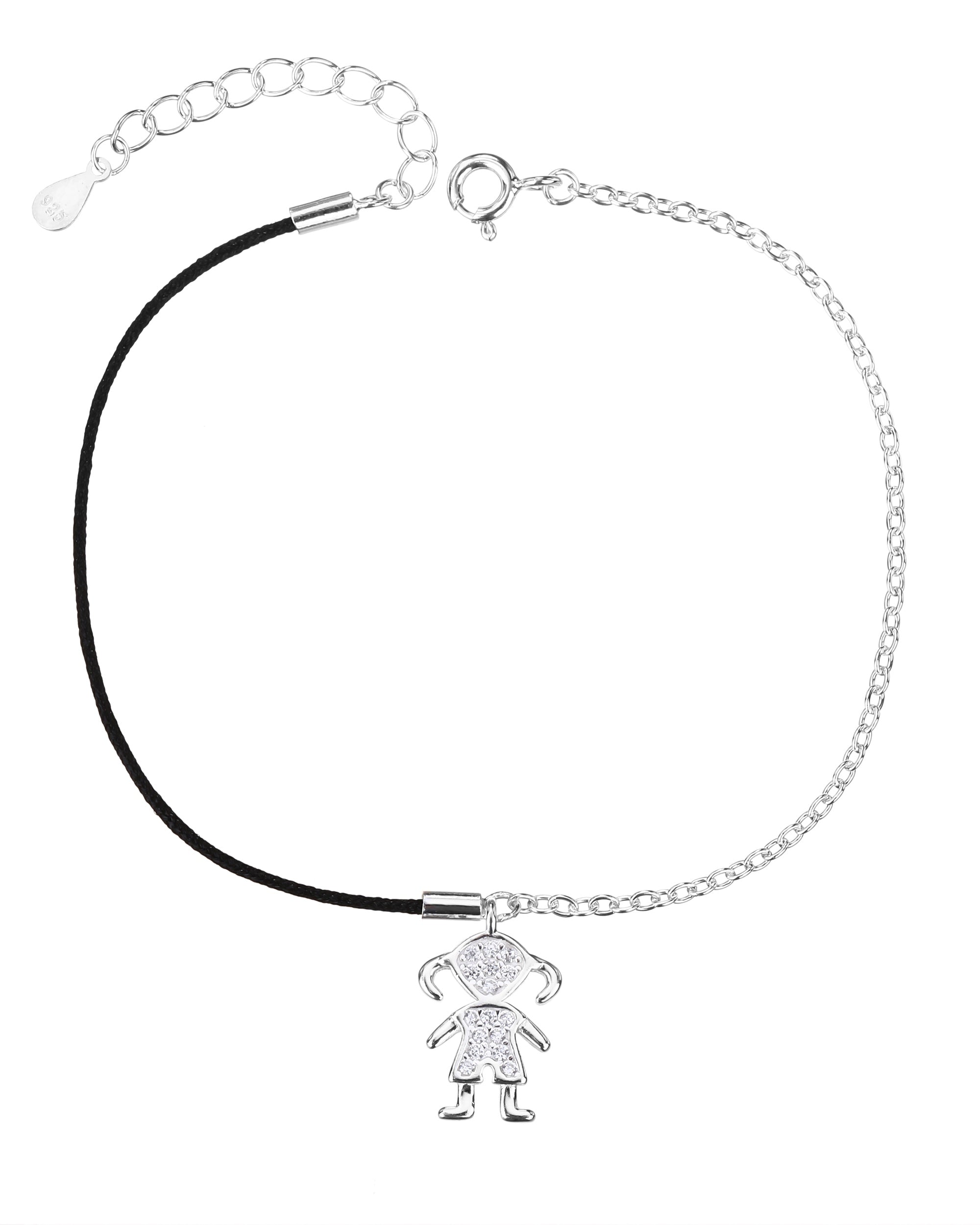Pulsera sencilla de nii±a con hilo 17+3cm en plateado