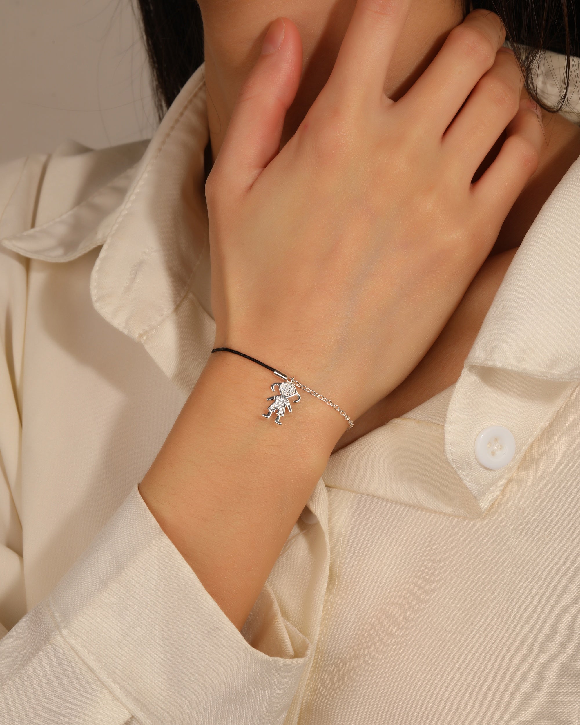 Pulsera sencilla de nii±a con hilo 17+3cm en plateado