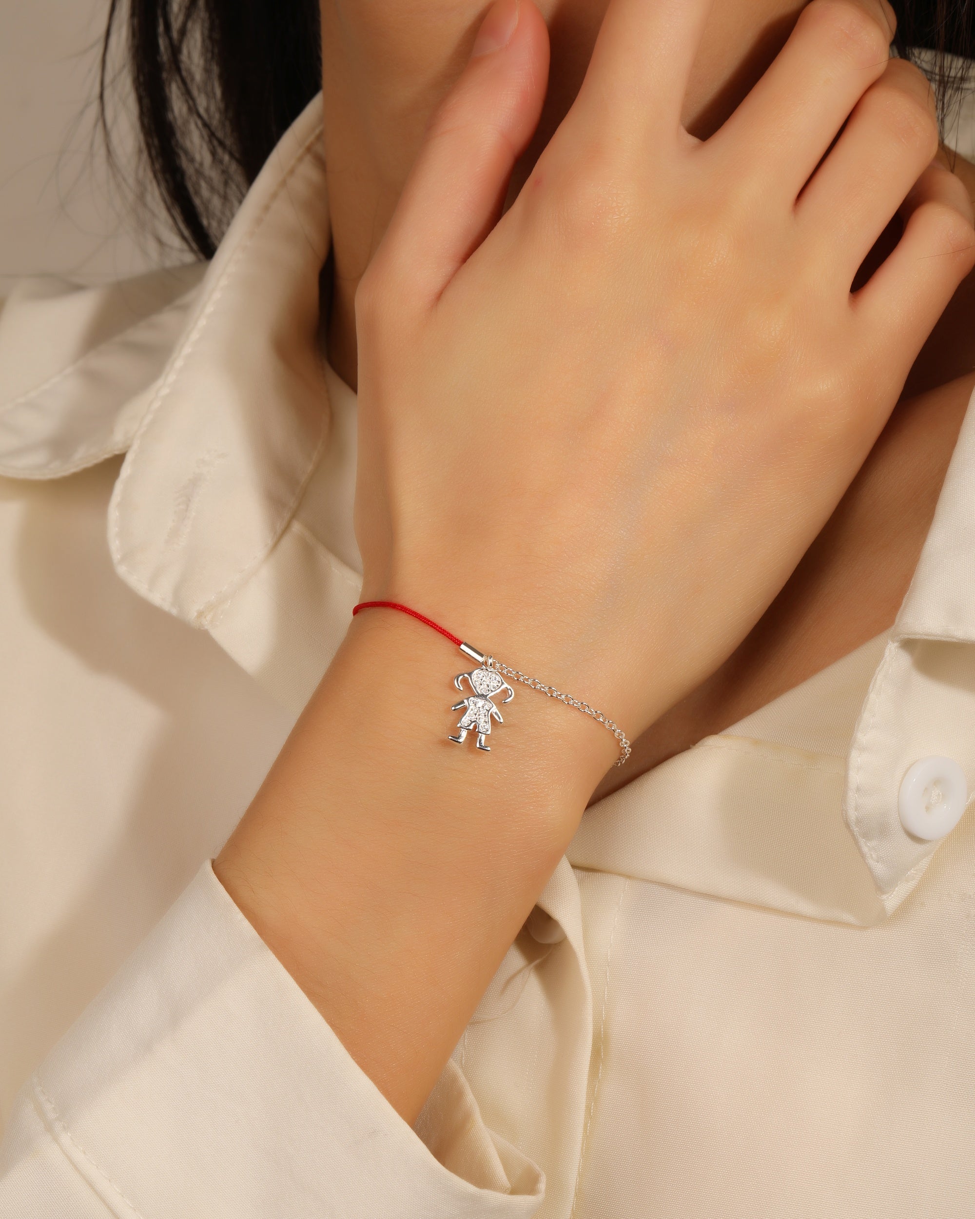 Pulsera sencilla de nii±a con hilo 17+3cm en plateado