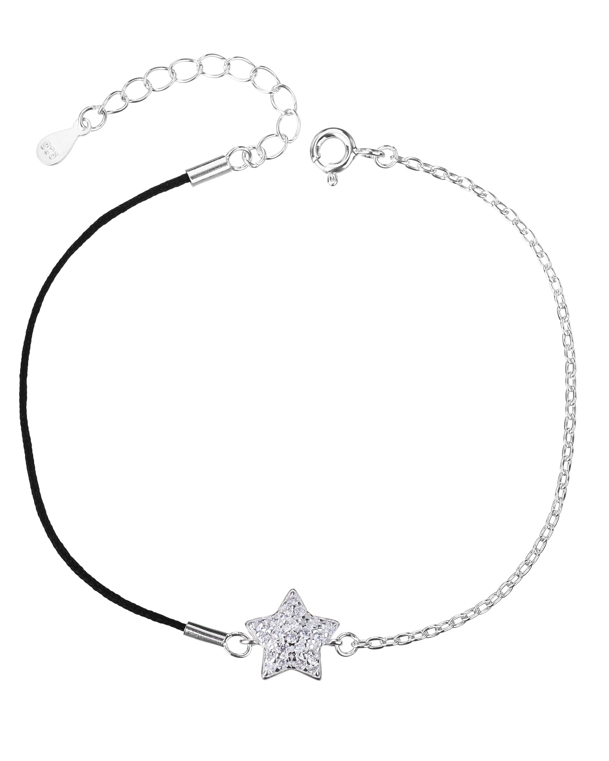 Pulsera sencilla de estrella con hilo 17+3cm en plateado