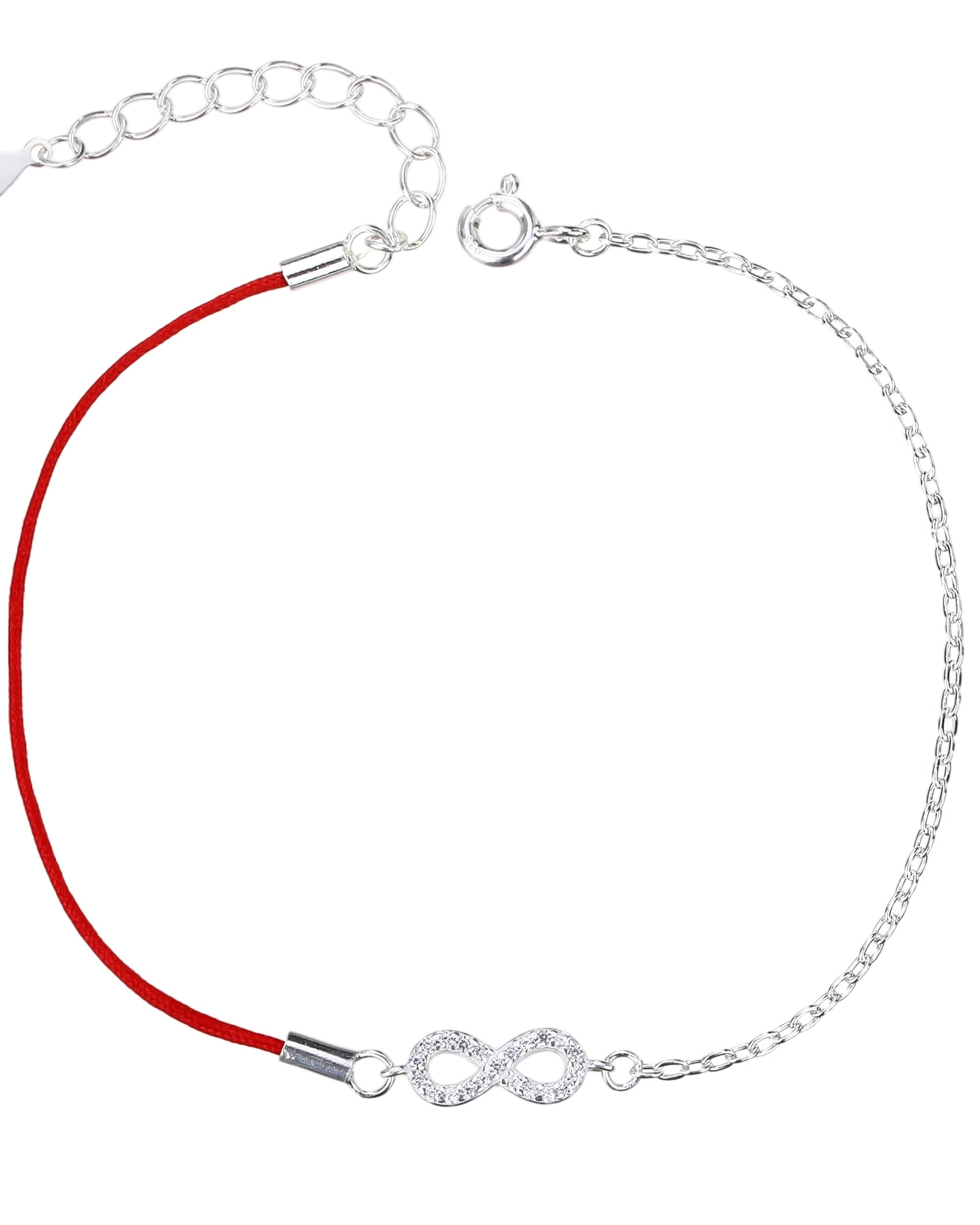 Pulsera sencilla de infinito con hilo 17+3cm en plateado