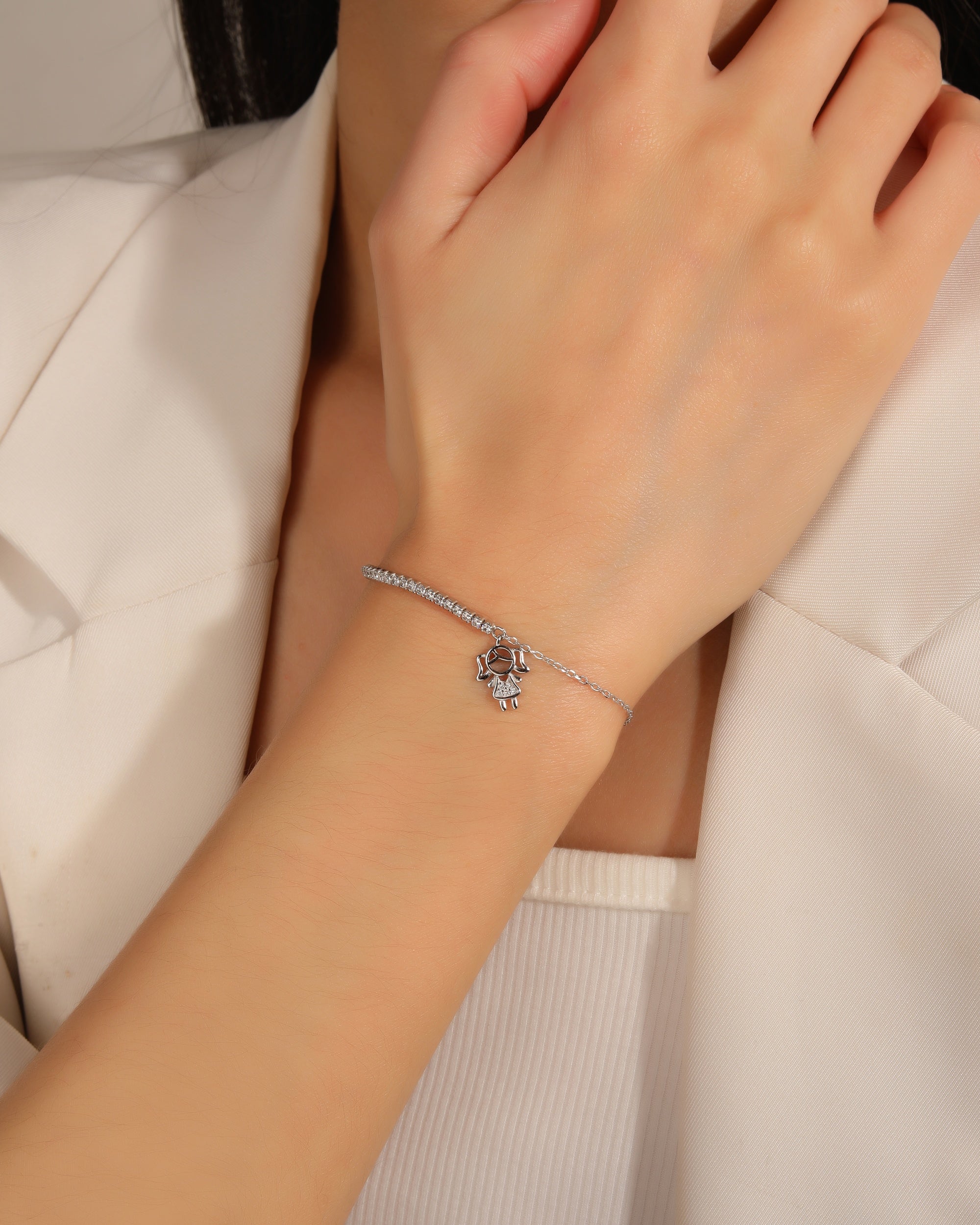Pulsera tenis de 1.5mm mixta con nii±a y circonia 17+3cm en rodizado