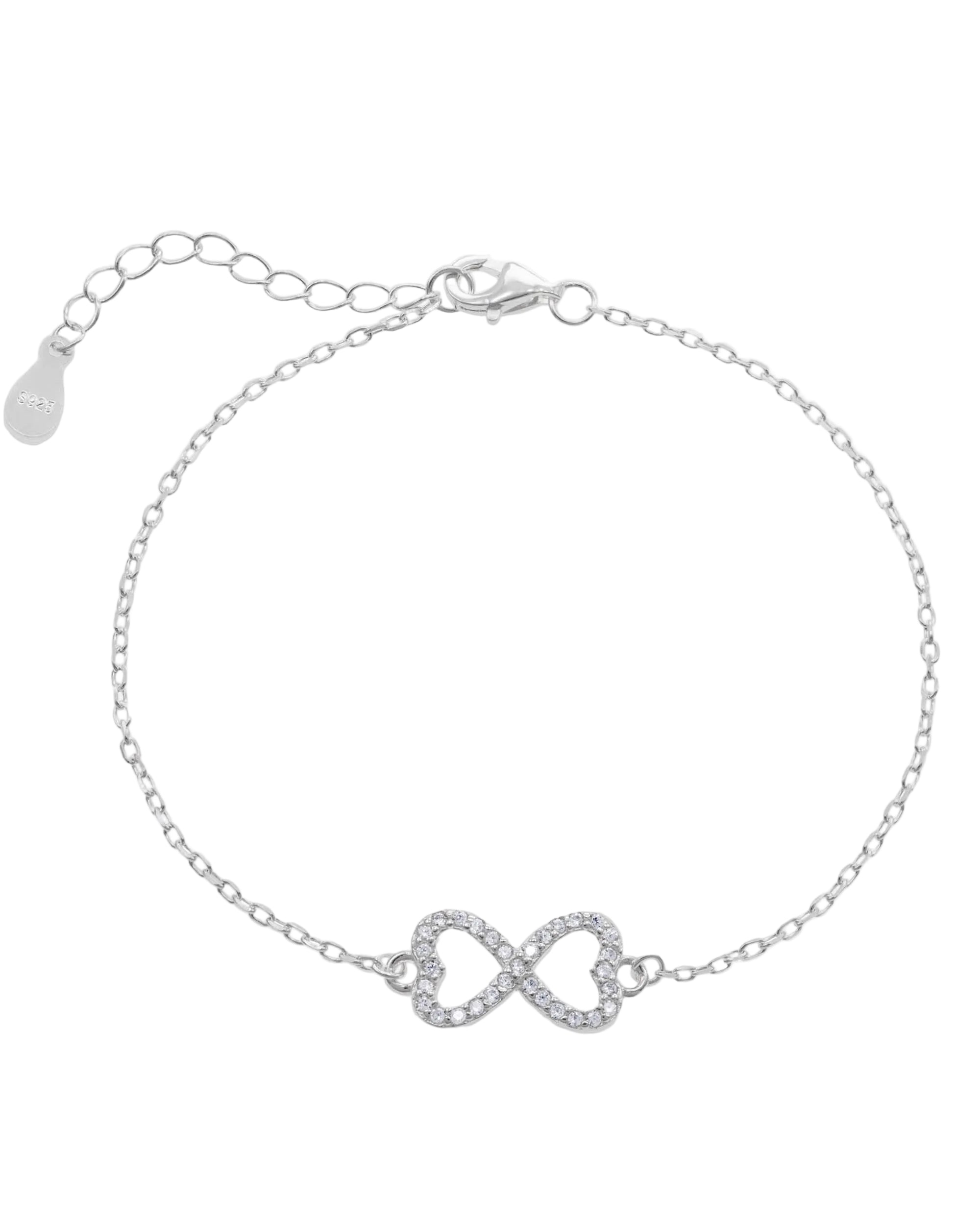 Pulsera sencilla de infinito con circonia blanca 17+3cm en rodizado