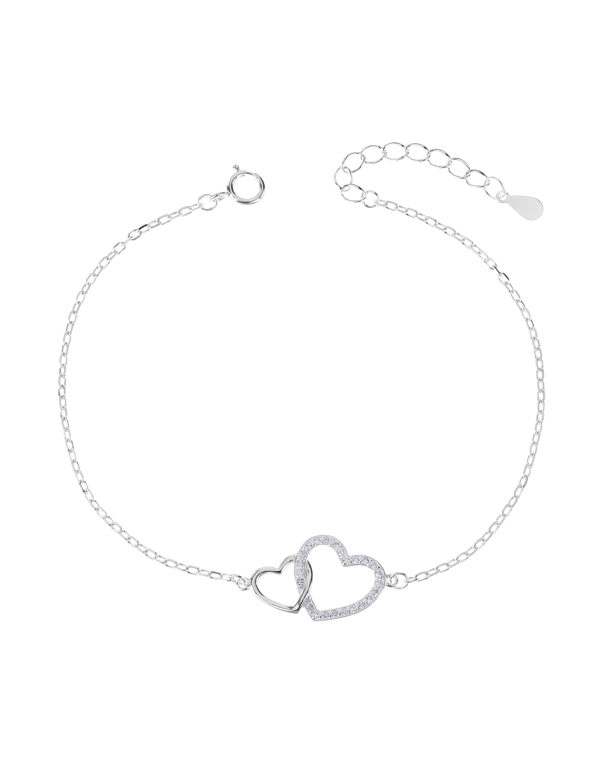 Pulsera sencilla de corazones con circonia blanca 17+3cm en plateado