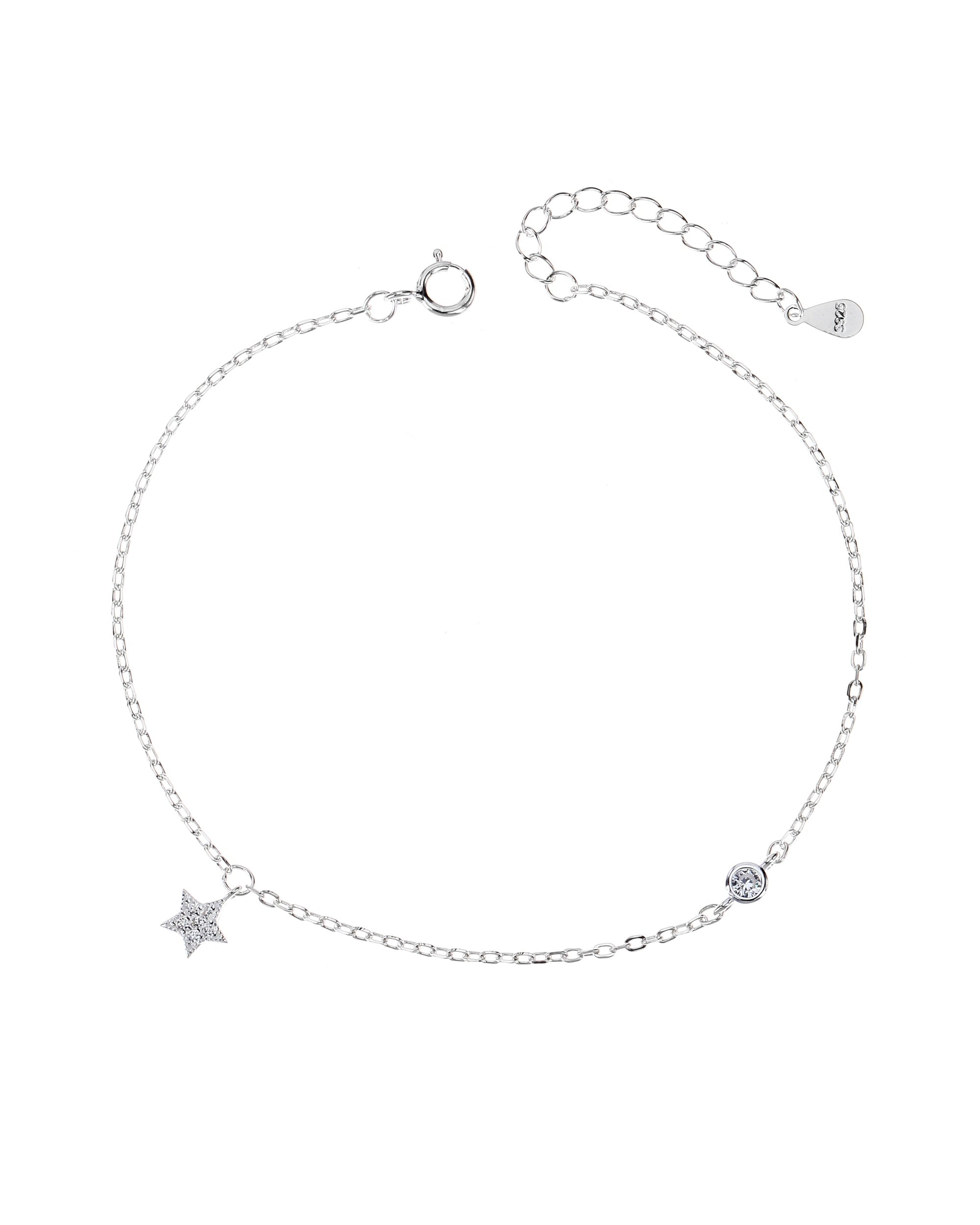 Pulsera sencilla de estrella con circonia blanca 17+3cm en plateado